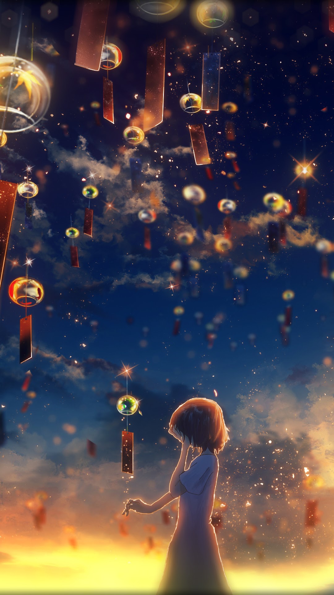 Anime, Girl, Crying, Sunset, Sky Lantern phone HD Wallpaper, Image, Background, Photo and Picture. Mocah HD Wallpaper