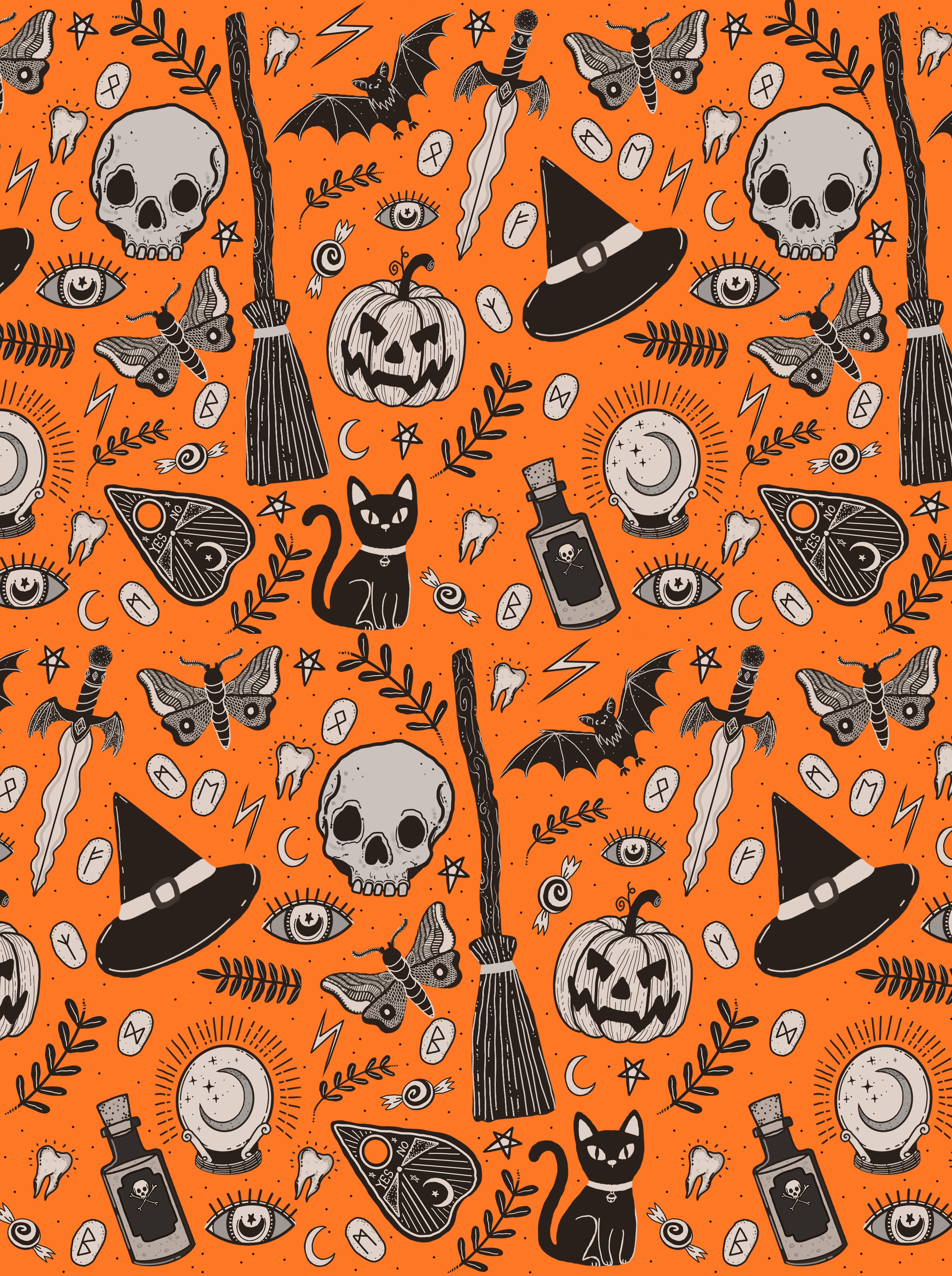 Halloween Pumpkins Pattern iPhone 4s Wallpapers Free Download