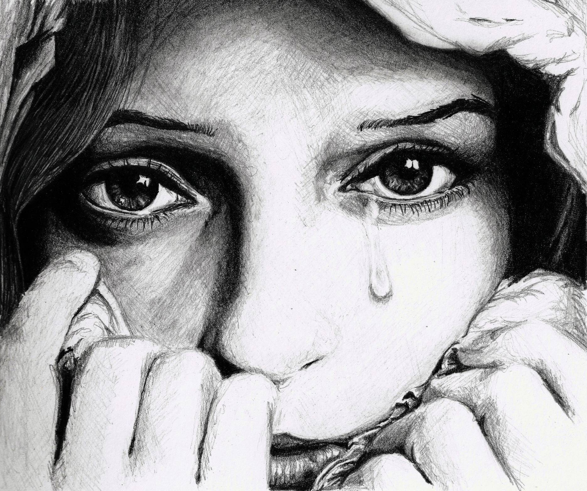 Beautiful Sad Girl Face Sketch Drawings Of Beautiful