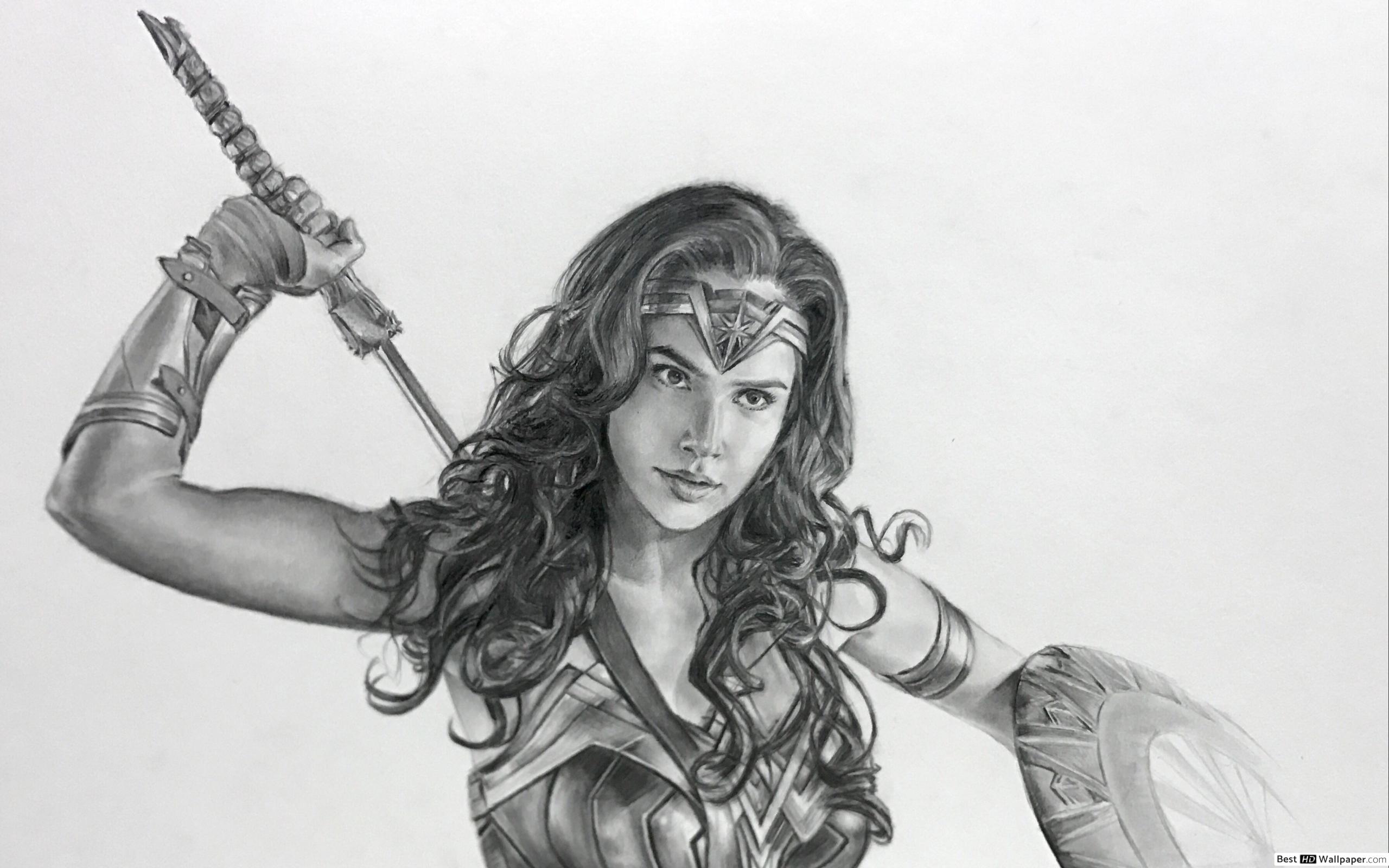 Wonder Woman movie Gadot sketch HD wallpaper download