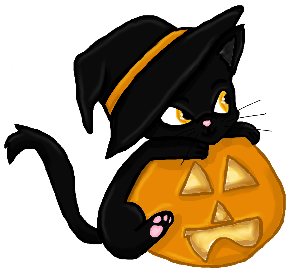 Halloween Cartoon Black Cat Wallpaper