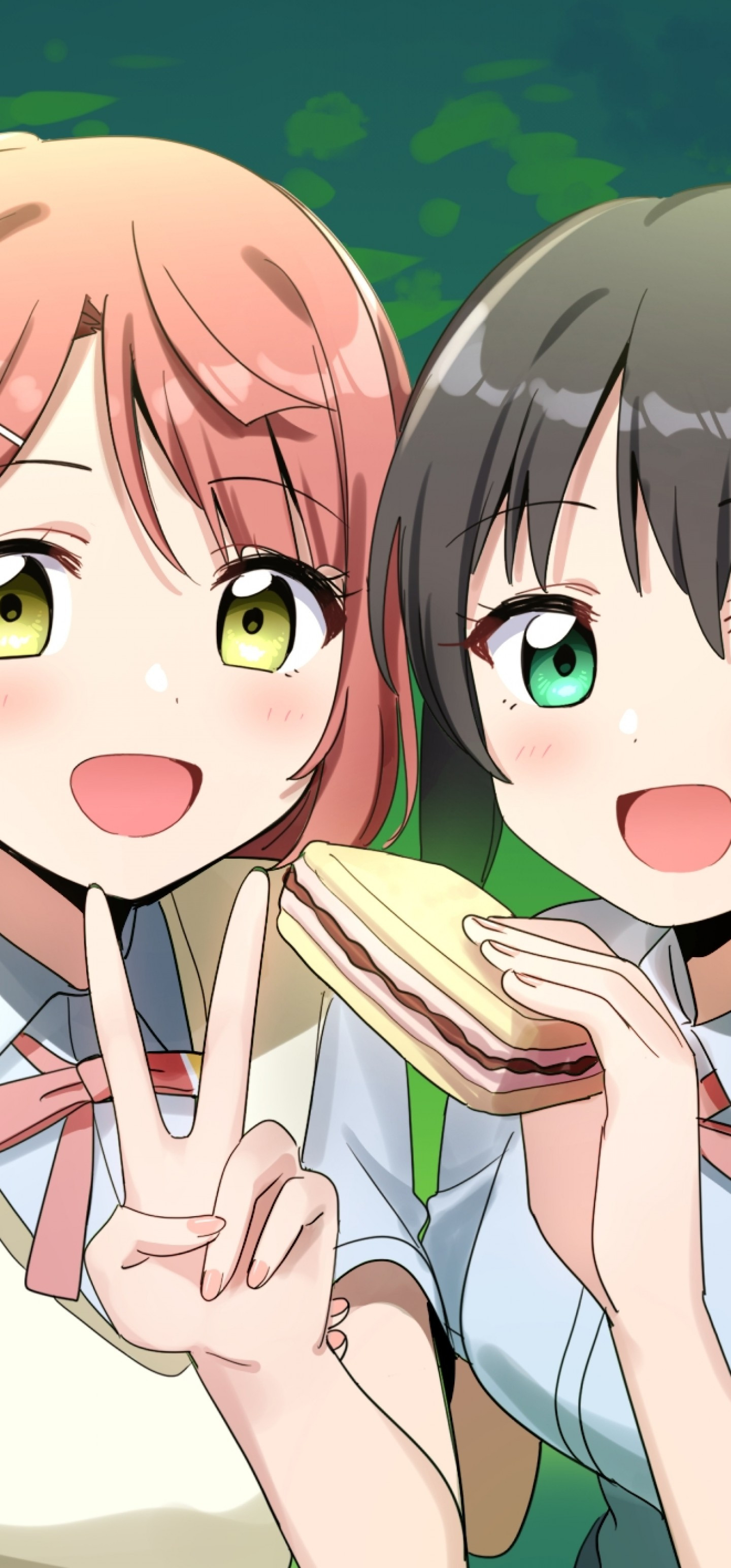 Download 1440x3088 Uehara Ayumu, Takasaki Yuu, Love Live, Friends, School Uniform Wallpaper for Samsung Galaxy Note 20 Ultra