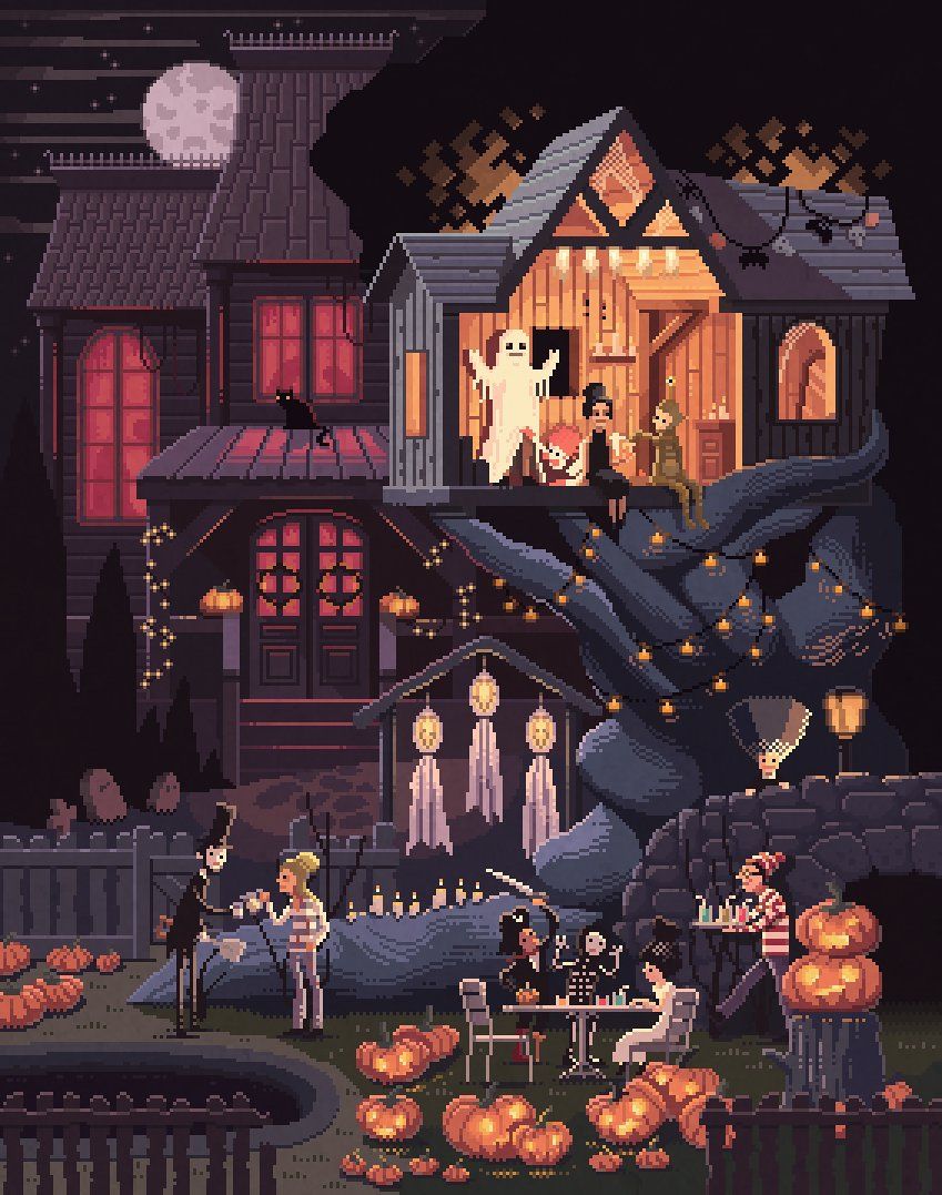 5) Twitter. Halloween illustration, Halloween art, Pixel art