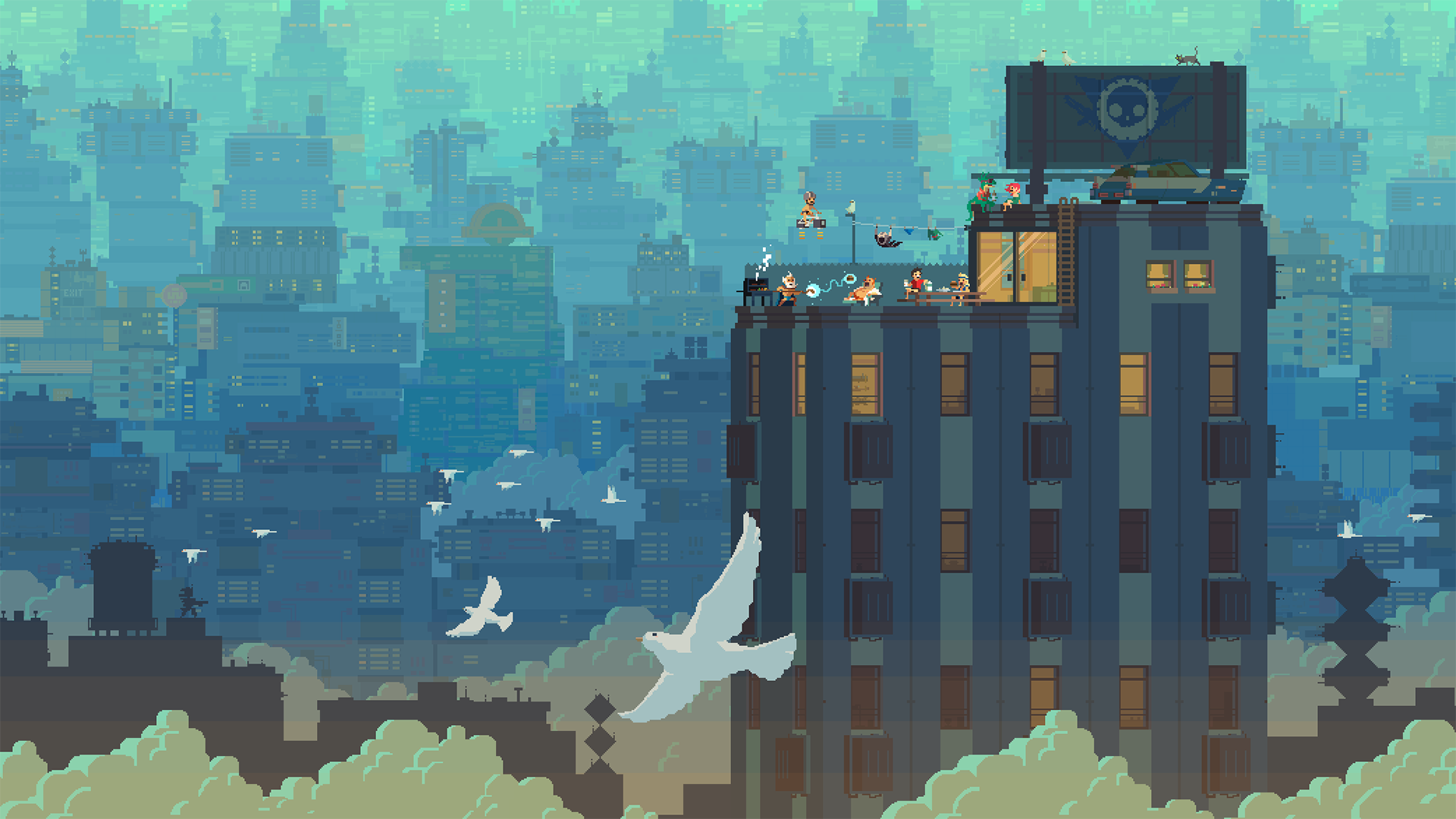 cityscape, pixel art