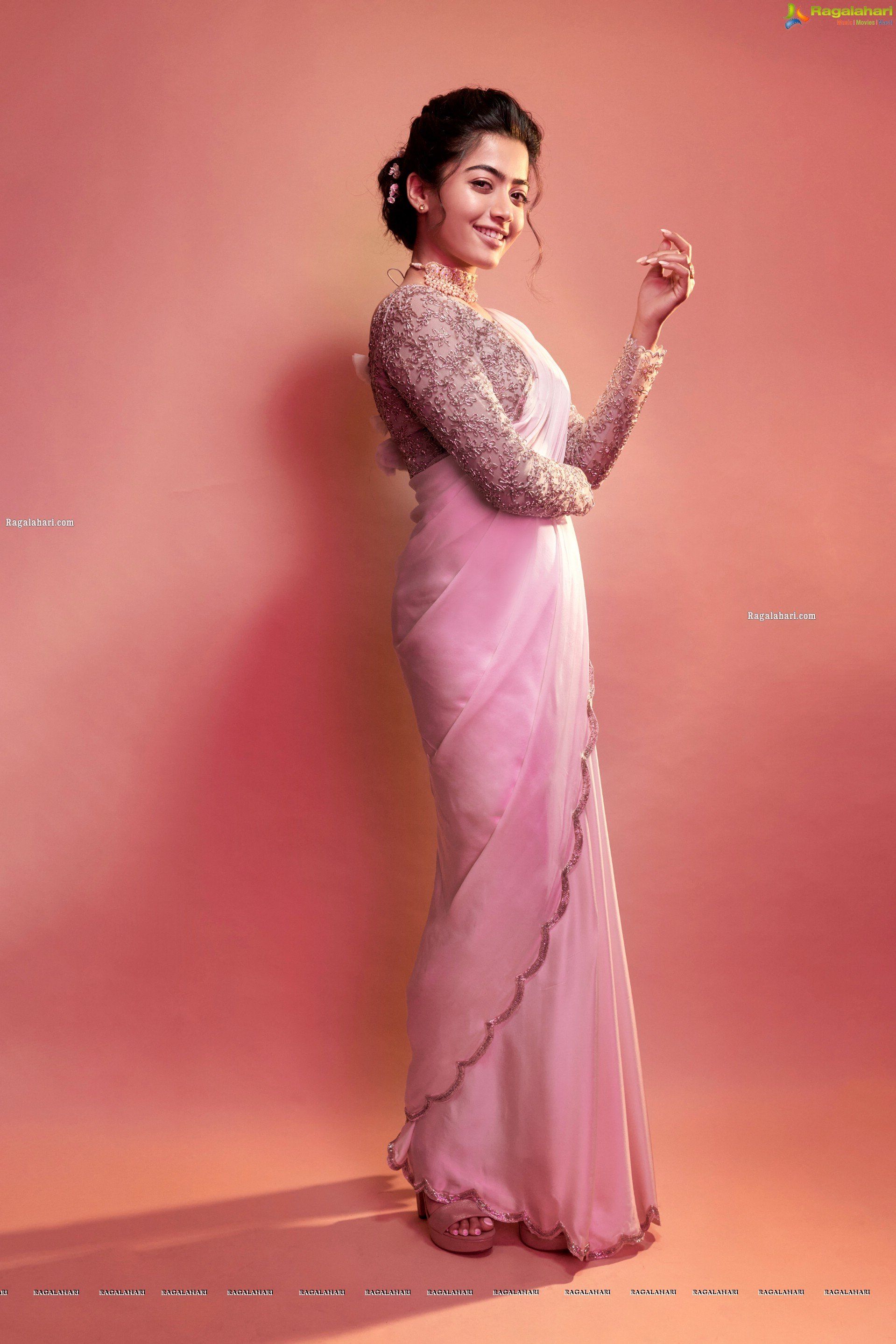 Rashmika Mandanna Latest HD Photo. Bridesmaid saree, Glam photohoot, Pink saree