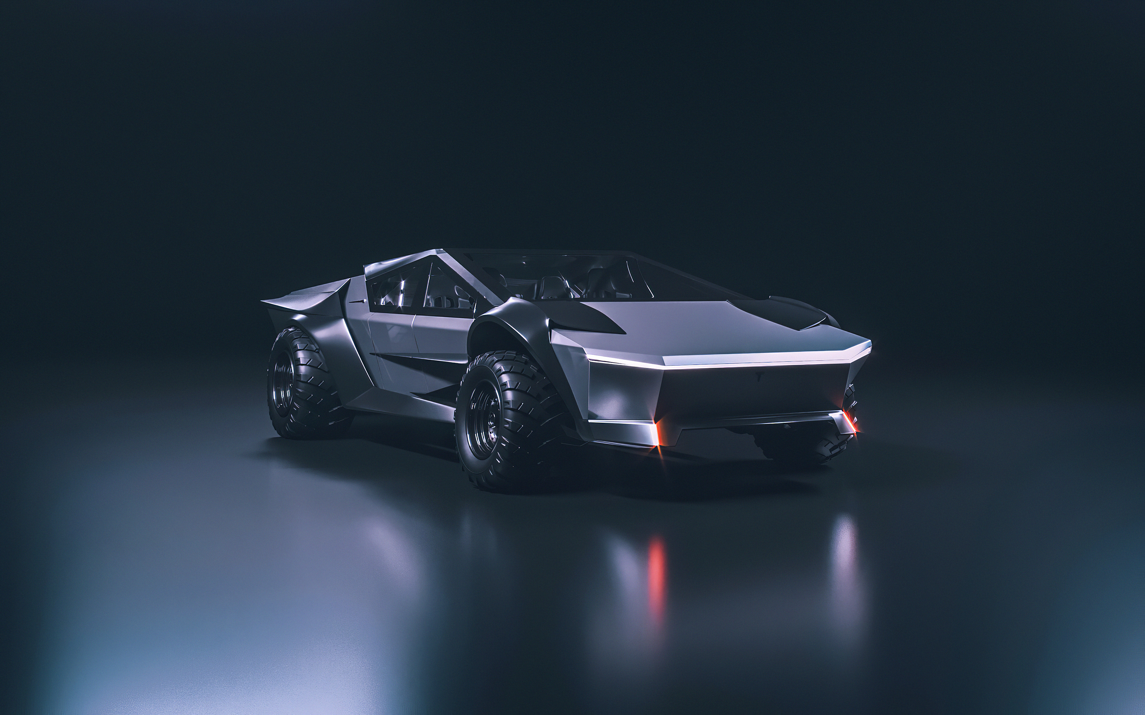Tesla Cybertruck Wallpaper 4K, Concept Cars, Dark Background, Black Dark