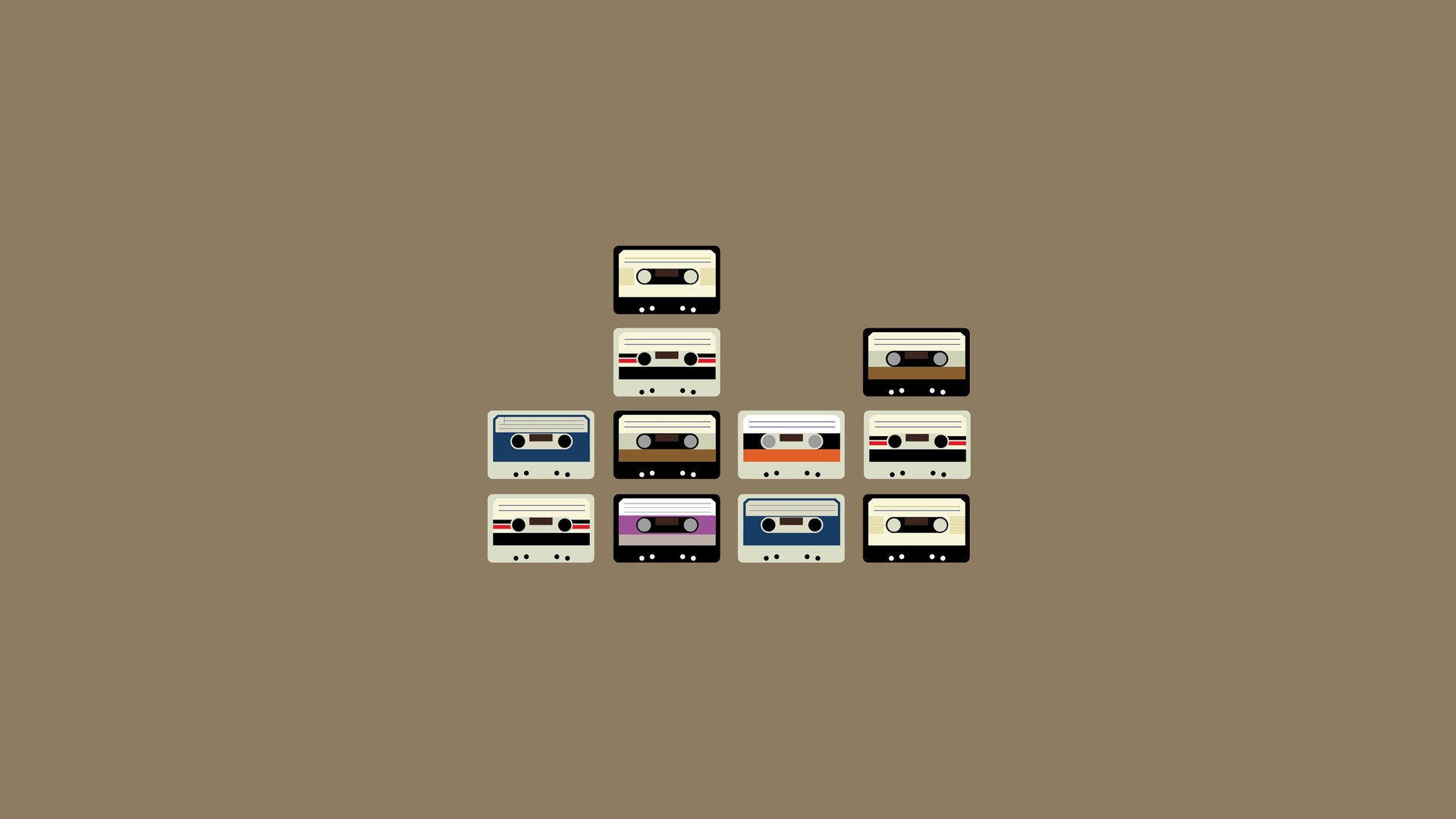 minimalistic, music, retro, tape, casette, brown background wallpaper