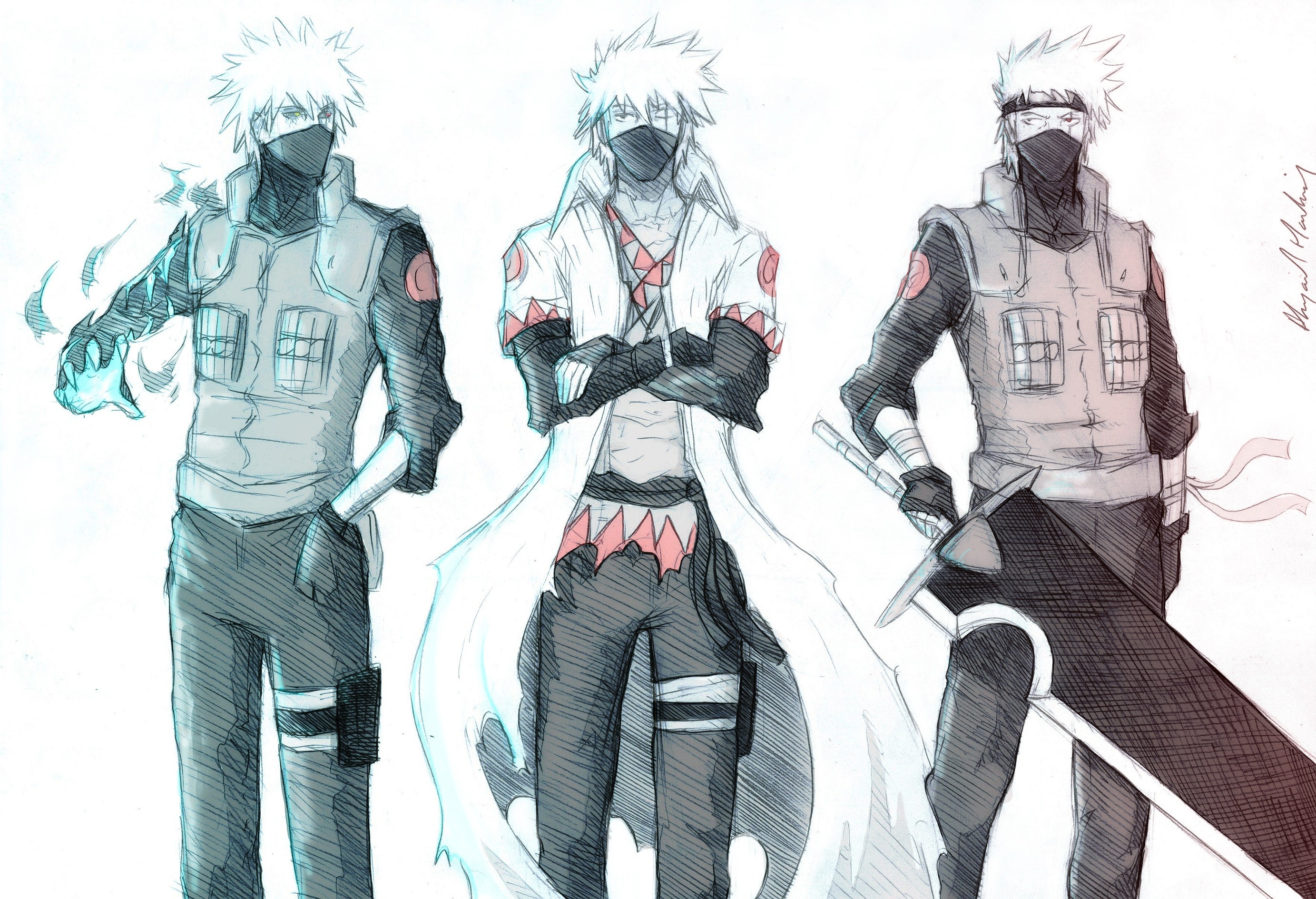 Kakashi drawing, anime, naruto, HD phone wallpaper