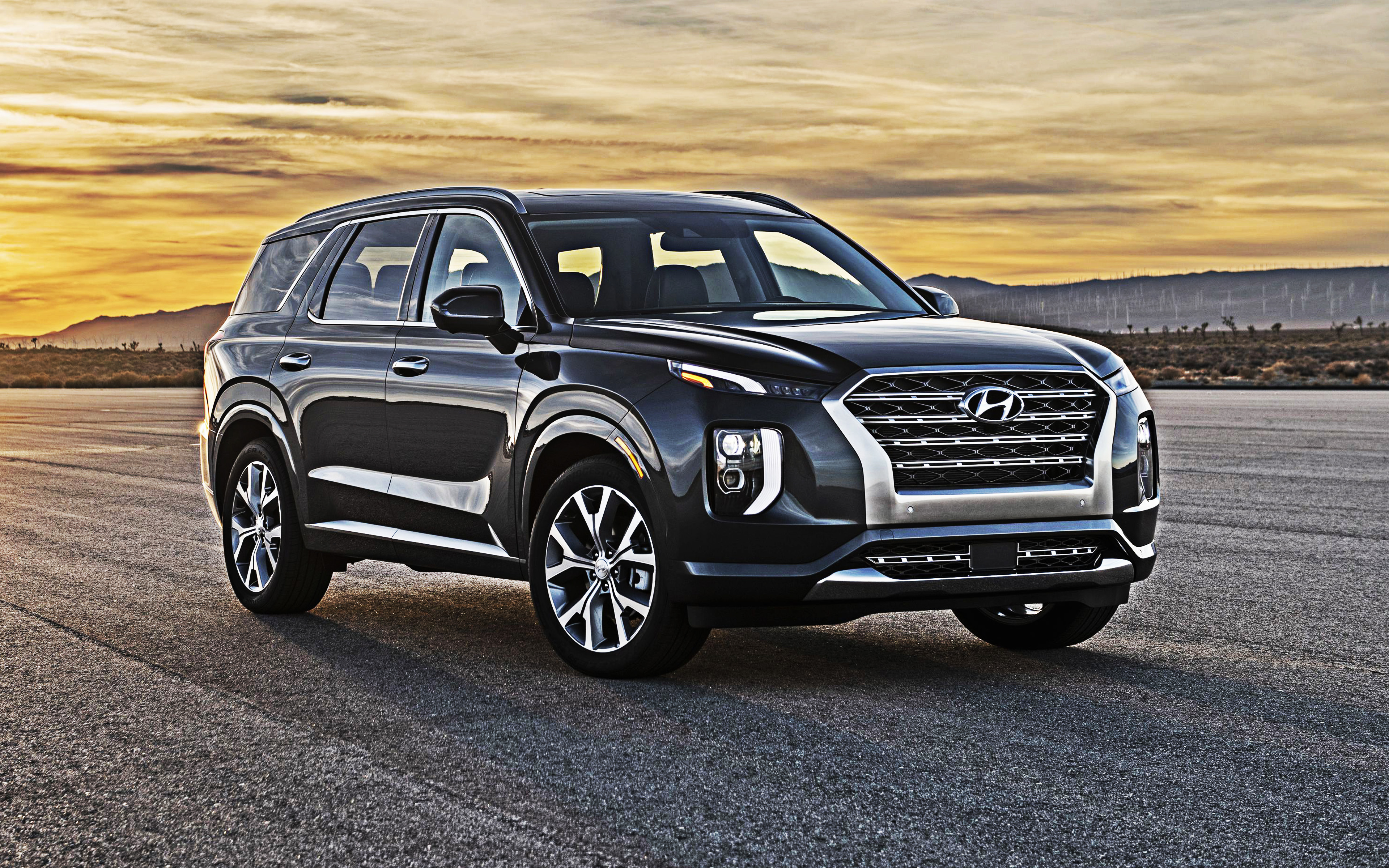 Download wallpaper 2020 Hyundai Palisade, 4k, luxury SUV, exterior, new black Palisade, SUV, Korean cars, Hyundai for desktop with resolution 3840x2400. High Quality HD picture wallpaper