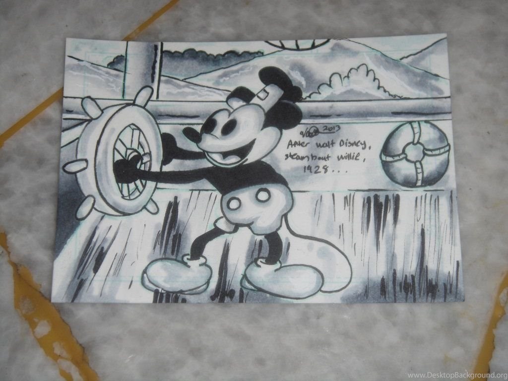Mickey Mouse (Steamboat Willie) Sketch Card By Saintvinod On. Desktop Background