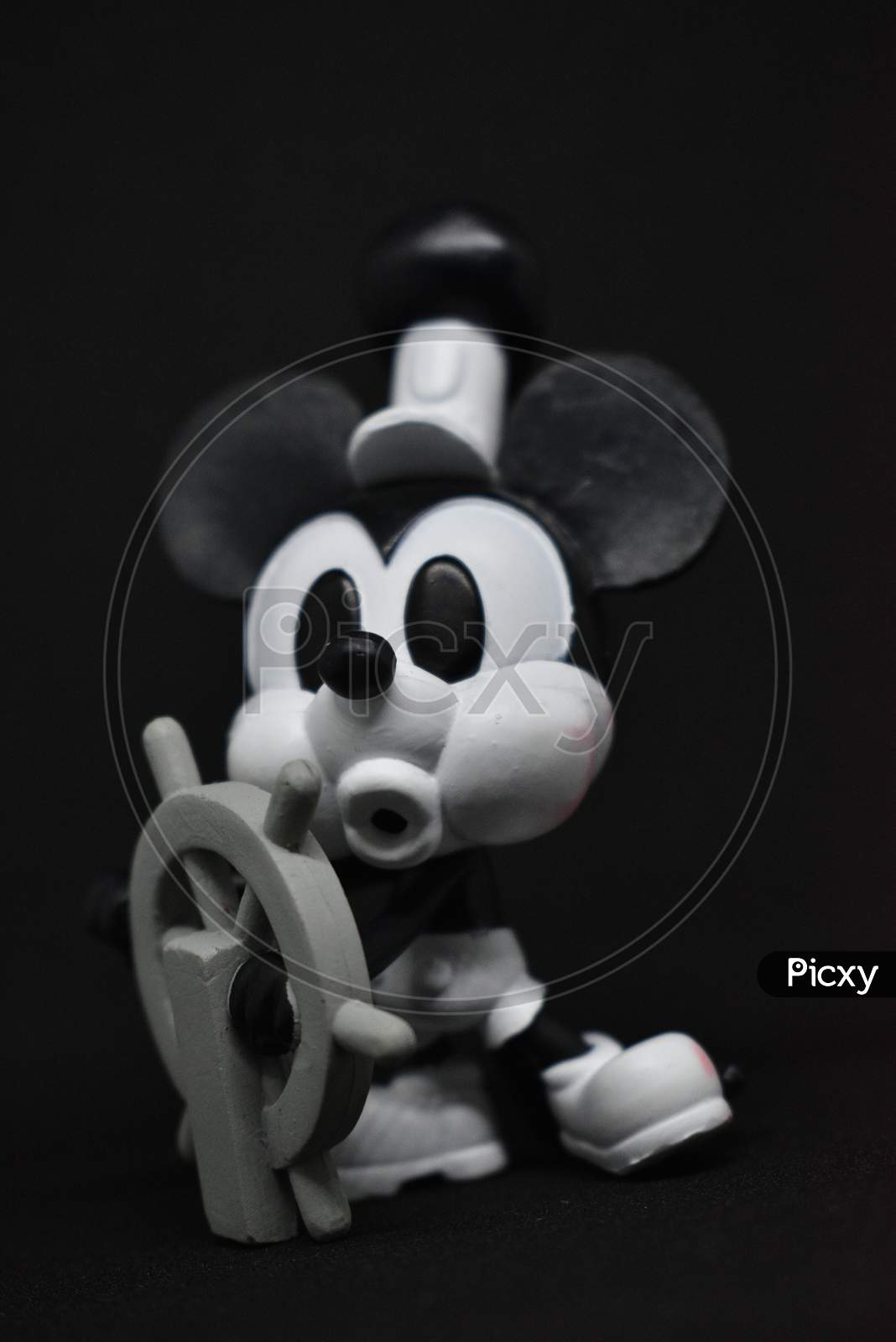 Image Of Steamboat Willie Mickey Mouse On Black Background. SN152518 Picxy