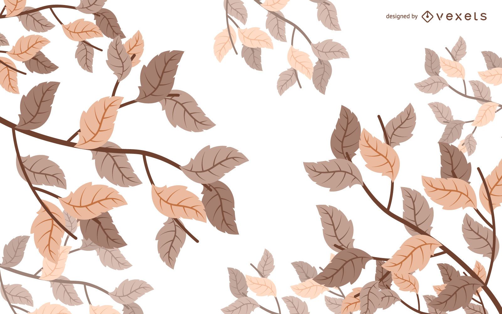 Illustrated Autumn Leaves Background Vector Download