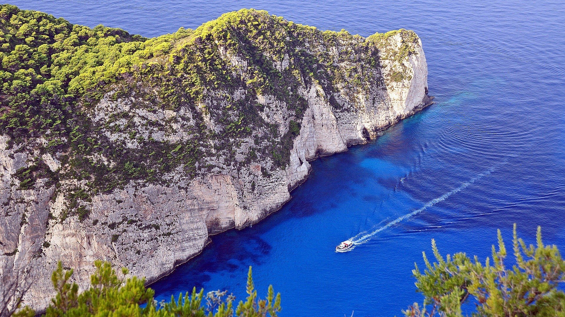 nature, Rock, Boat, Water, River, landscape, Plants, Mountains, Blue, Greece, Zakynthos, Navagio beach Wallpaper HD / Desktop and Mobile Background