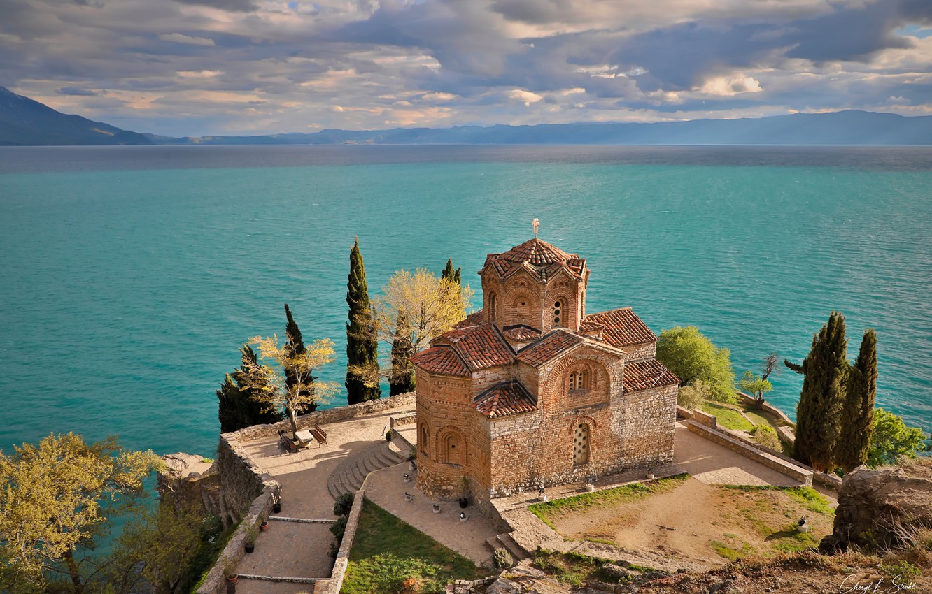 Wallpaper lake, Church, Ohrid, Lake Ohrid, Church of Saint John at Kaneo, Ohrid, Lake Ohrid, The Church Of St. John Kaneo, North Macedonia, Northern Macedonia image for desktop, section пейзажи