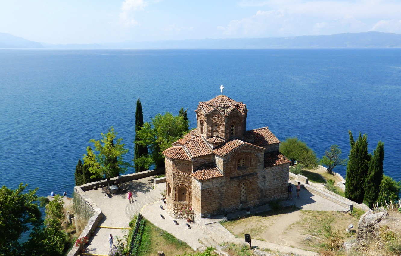 Wallpaper sea, blue, horizon, Macedonia, Ohrid image for desktop, section пейзажи