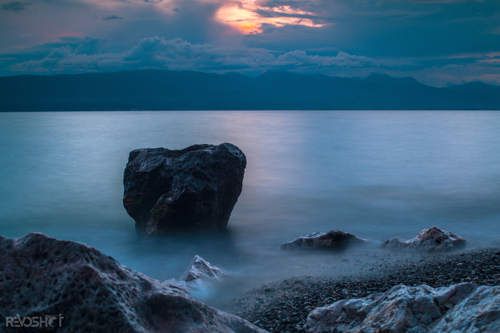Wallpaper, longexposure, sunset, lake, beach, nature, rock, Macedonia, Ohrid 1600x1064