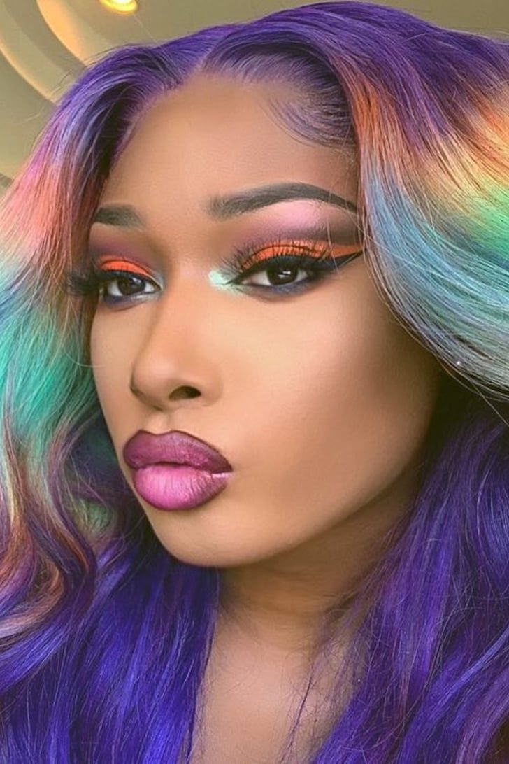 Megan Thee Stallion and Her Rainbow Wig Would Like to Wish You a Happy Pride Month. Rainbow wig, Hair hacks, Rainbow hair