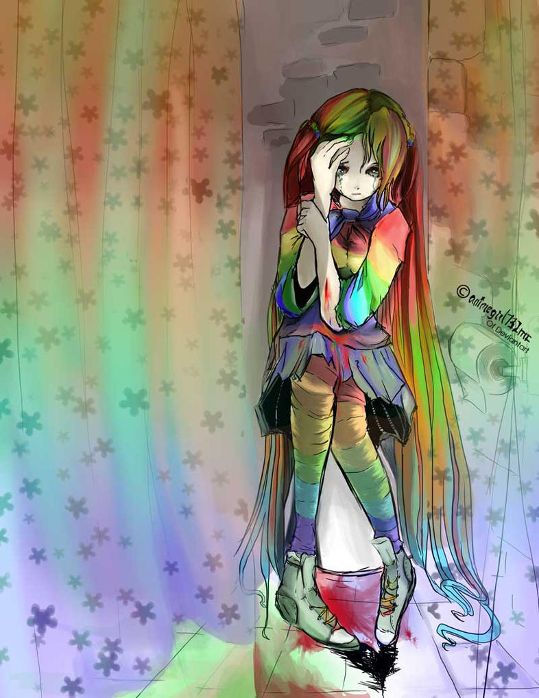 Anime Girl Rainbow Hair