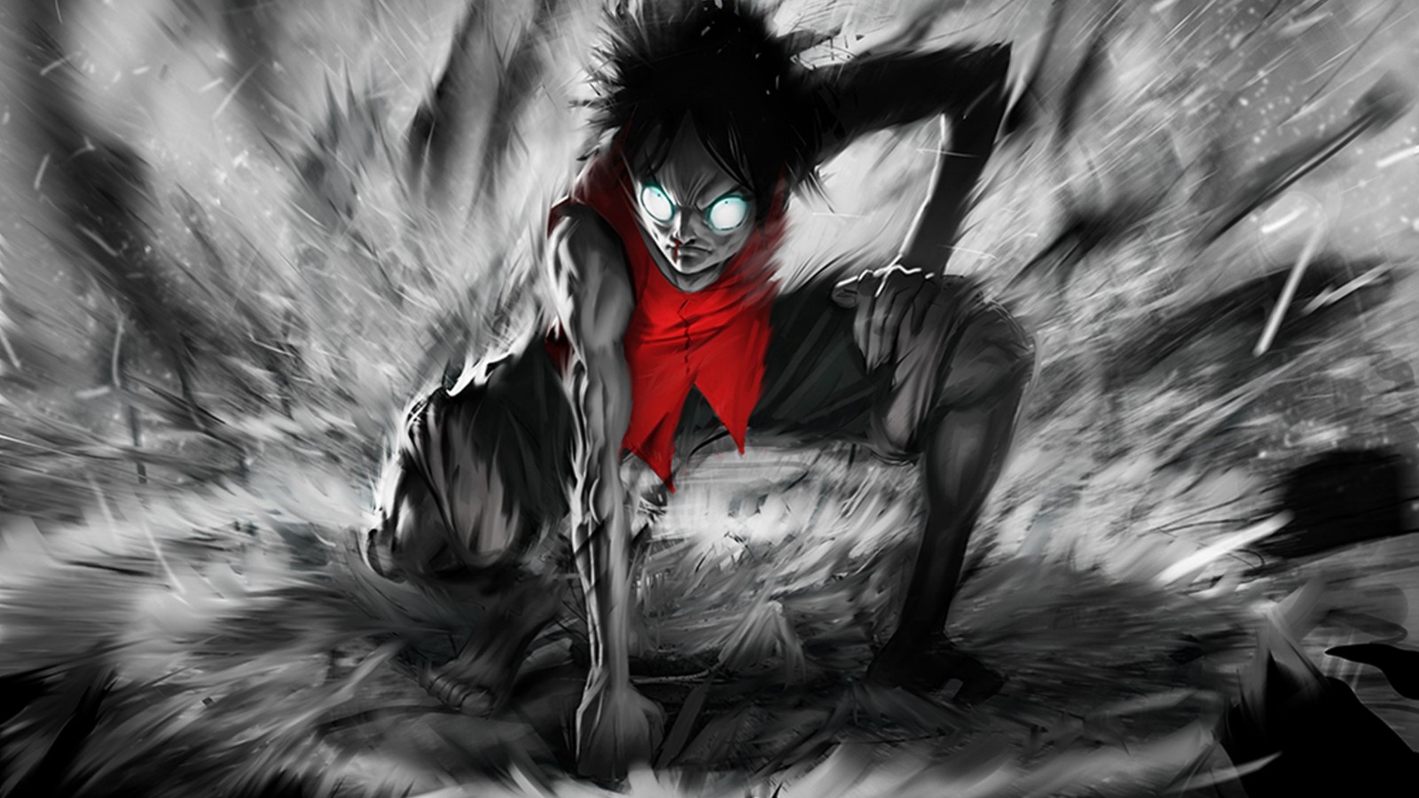 drawing, monochrome, anime, One Piece, Monkey D Luffy, darkness, wing, sketch, screenshot, computer wallpaper, black and white, monochrome photography, fictional character. Mocah HD Wallpaper