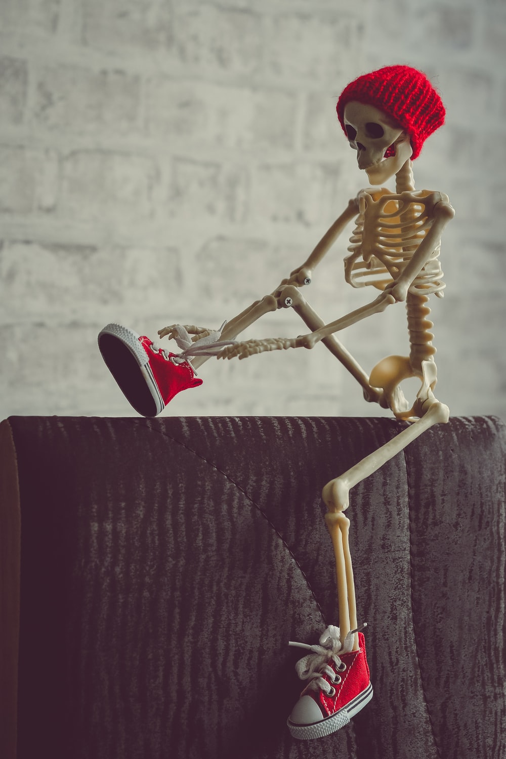 gold and red skeleton figurine photo