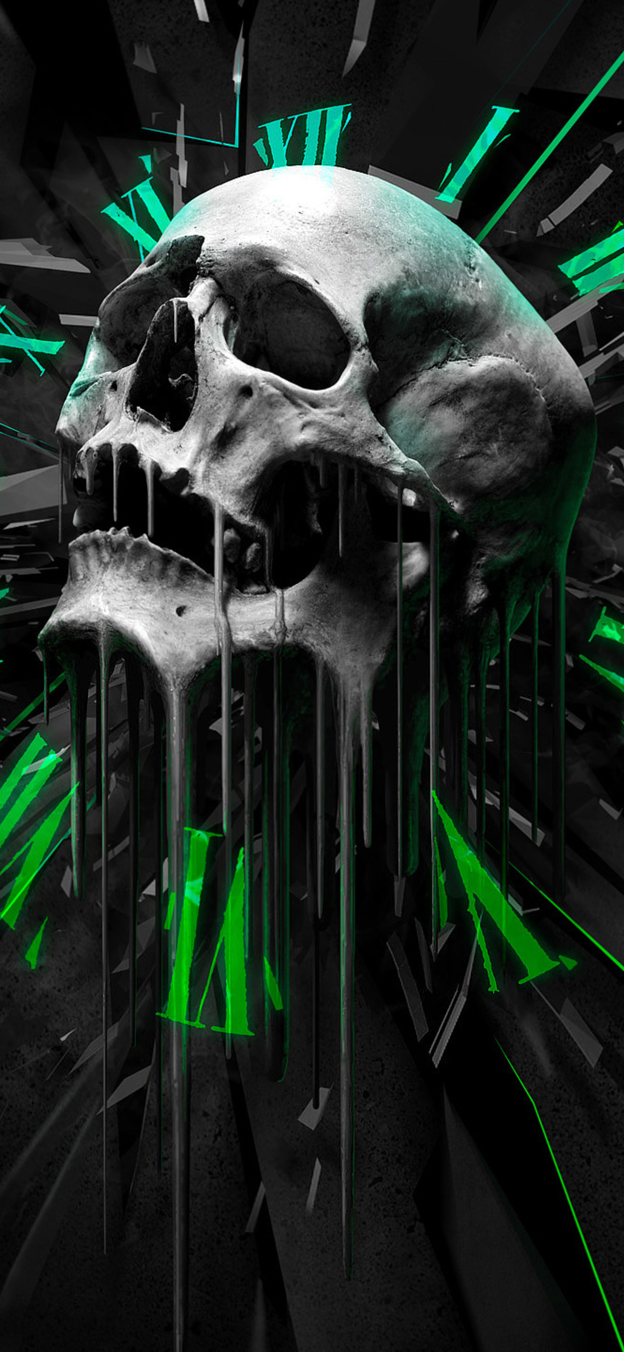 Abstract Skull Clock iPhone XS MAX HD 4k Wallpaper, Image, Background, Photo and Picture