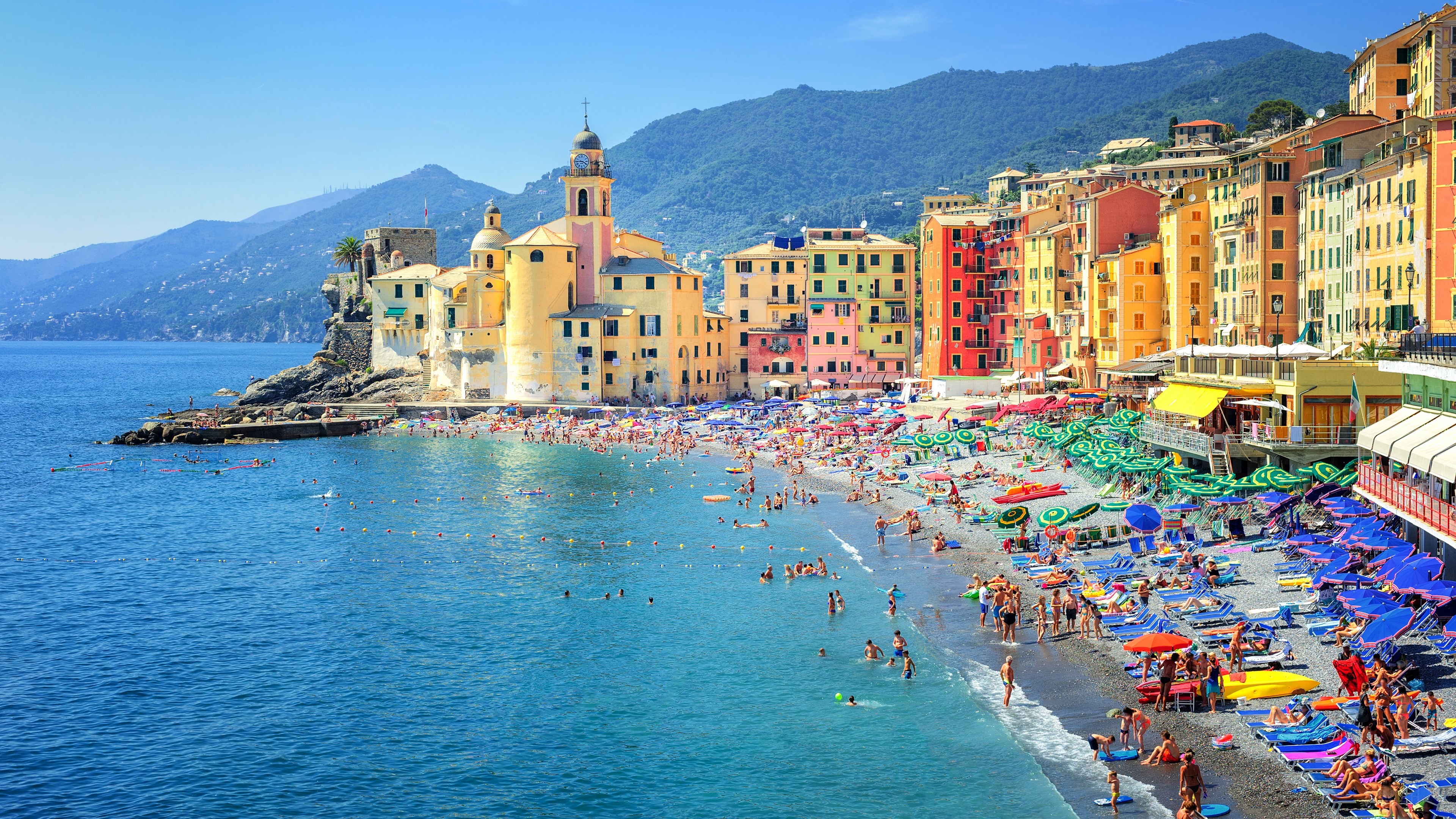 Beach, Genoa, House, Italy, Town 4k wallpaper. Mocah HD Wallpaper