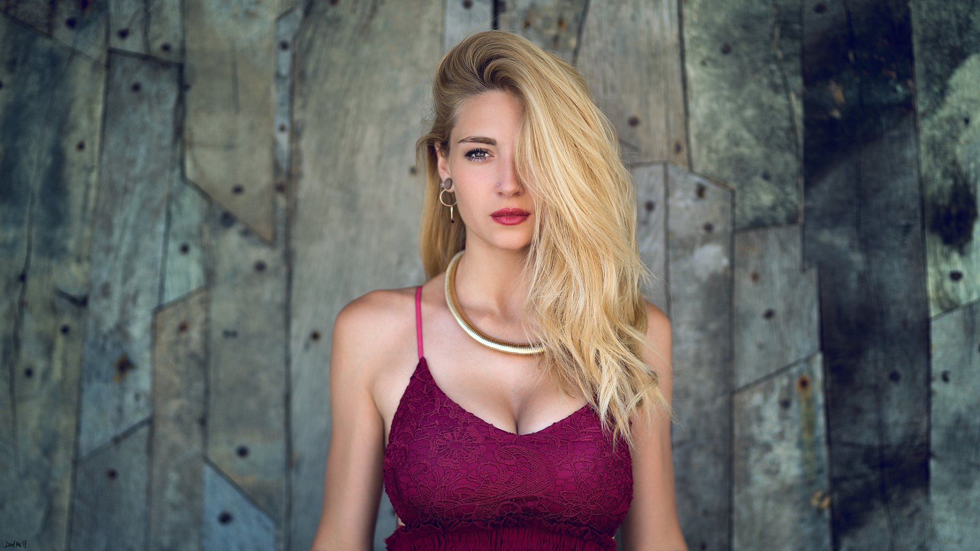 Download Wallpaper blonde girl dress, 1920x1080