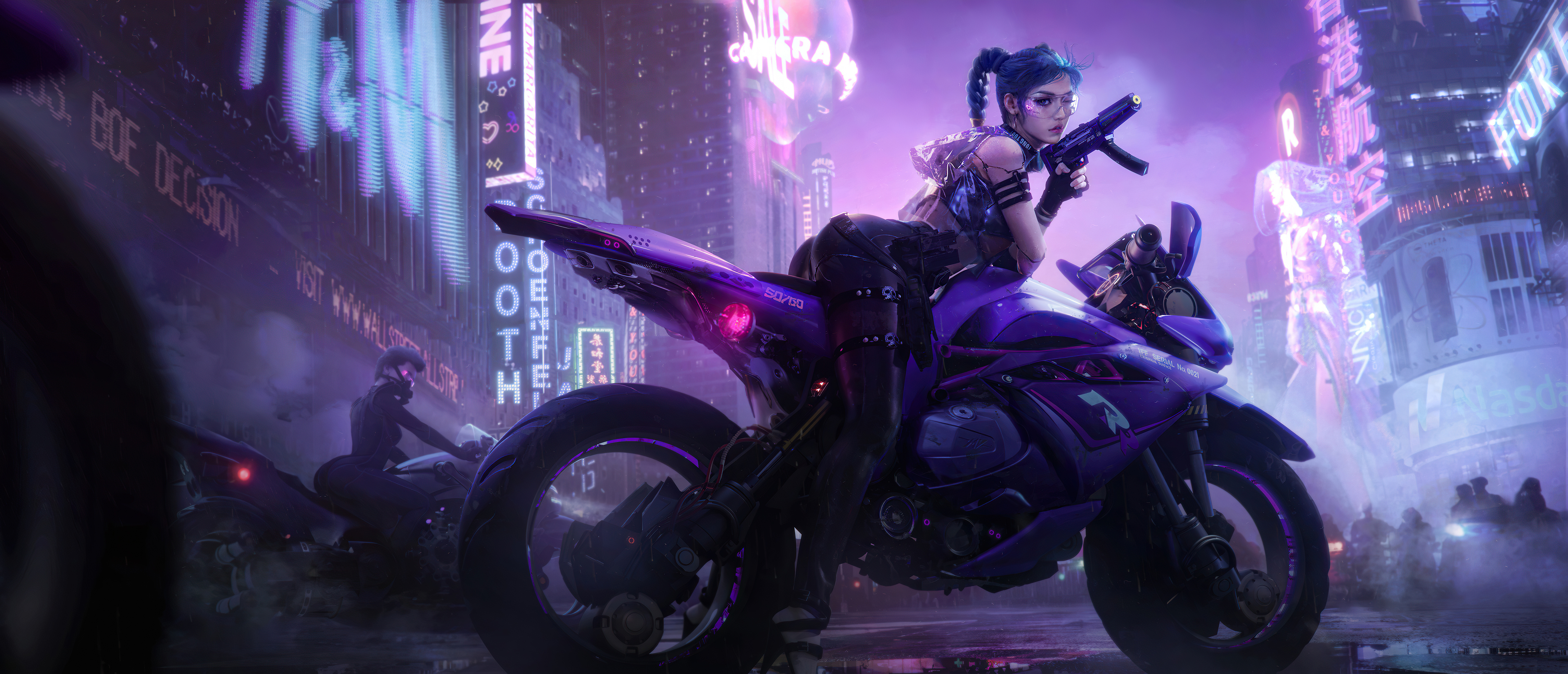 Wallpaper 4k Punk Armed Girl On Bike 4k Wallpaper