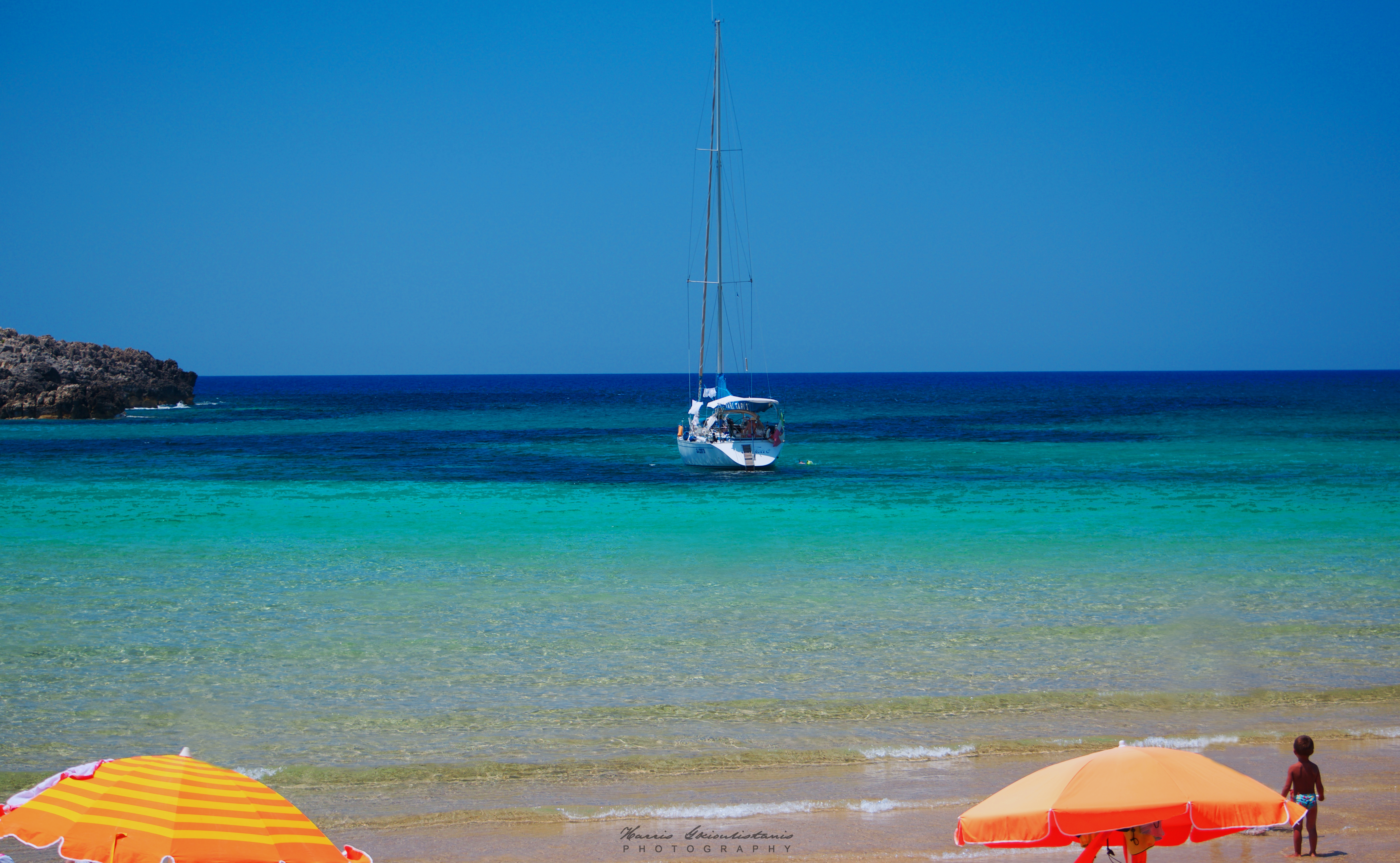 Wallpaper, beach, blue, sky, voidokilia, Greece, summer, sea, crystal, peloponnese 5672x3497