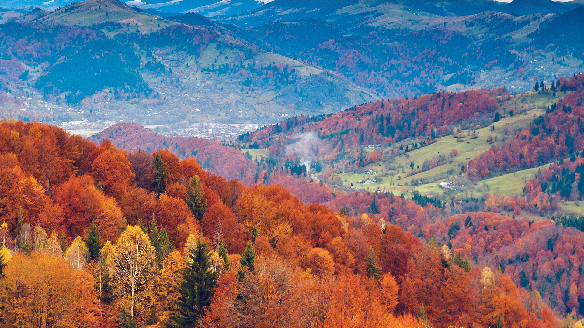 Fall Mountain Fun Red Orange Tree Nature Beautiful Wallpaper