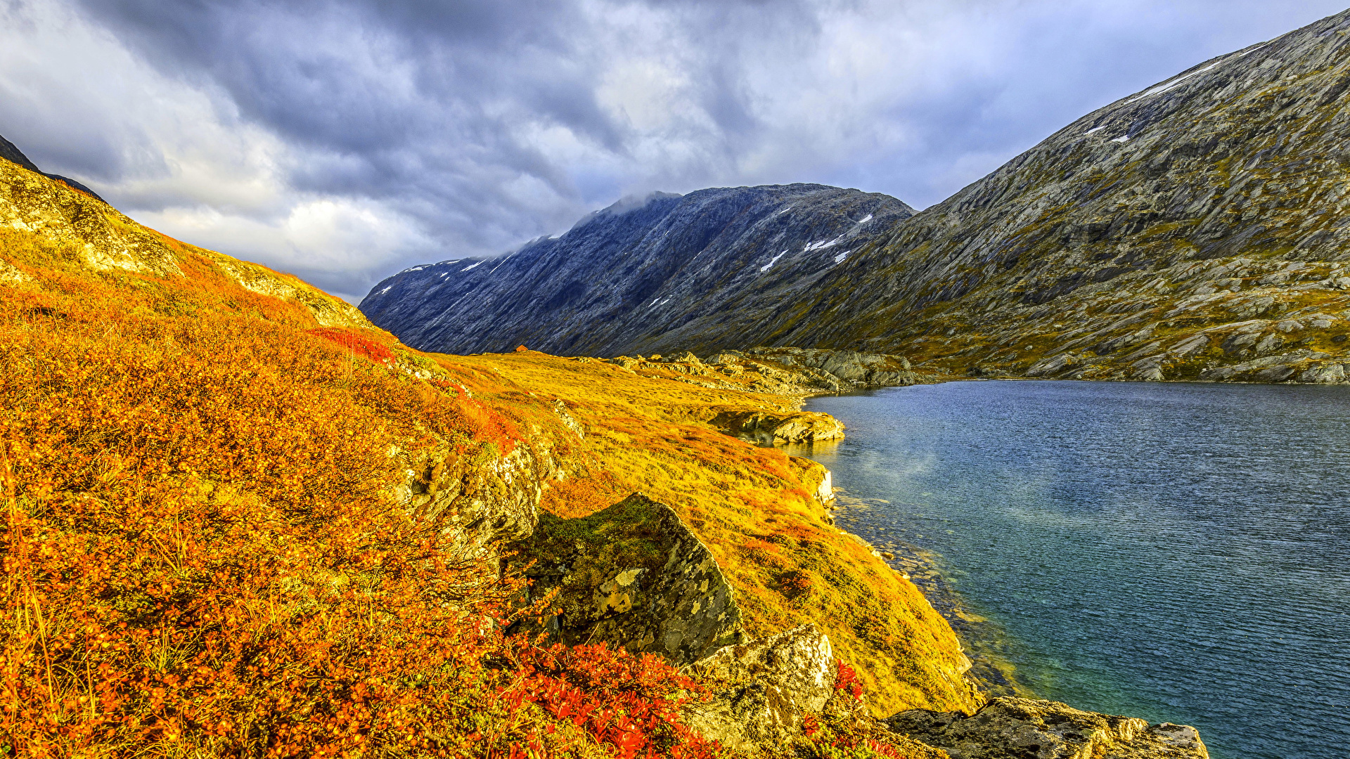 Desktop Wallpaper Norway Nature Autumn Mountains Lake 1920x1080