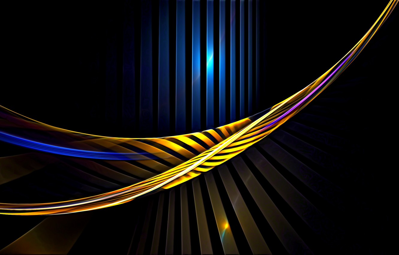 Wallpaper abstraction, rendering, Wallpaper, curves, black background, picture, the play of light, light lines, screensaver for your desktop, linear abstraction image for desktop, section абстракции