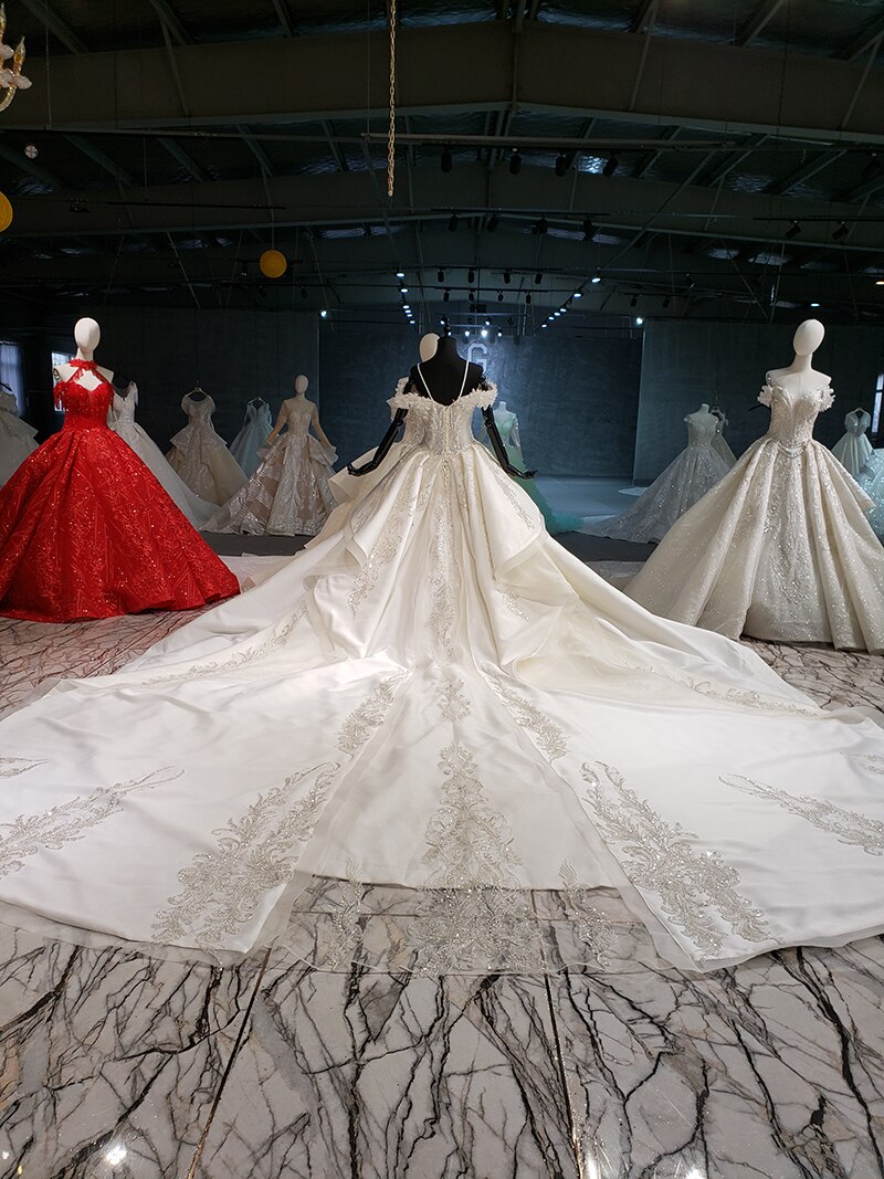 AIJINGYU Collection White Gowns Beads Turkish Gown Short Front Back Wedding Dress Long Train Sale #CC9BE