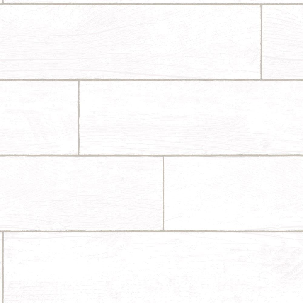 Tempaper RP492 Textured Shiplap Planks Removable Peel And Stick Wallpaper, 20.5 X 16.5', White Washed