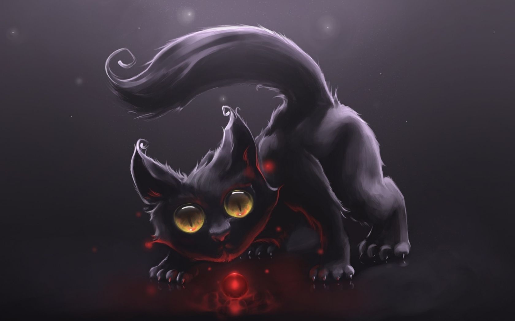 Demon Cat Illustration  jinougaart A4 Demonillustration