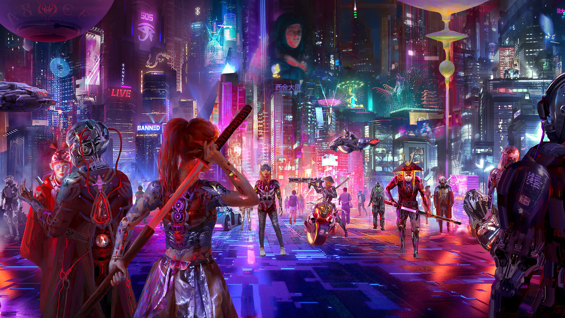 1920x1080 Cyberpunk City Night View 4k Laptop Full HD 1080P ,HD 4k  Wallpapers,Images,Backgrounds,Photos and Pictures