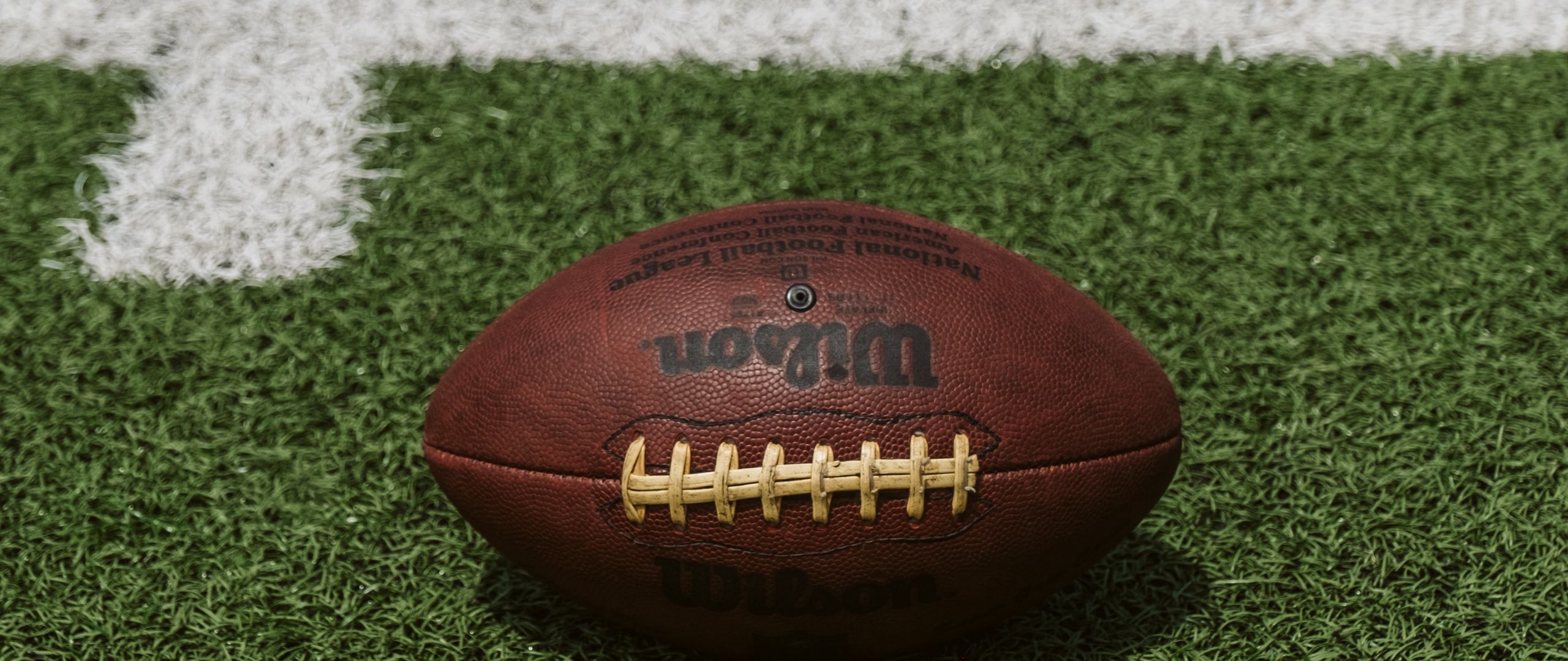 Download wallpaper 2560x1080 ball, rugby, lawn, markup, field dual wide 1080p HD background