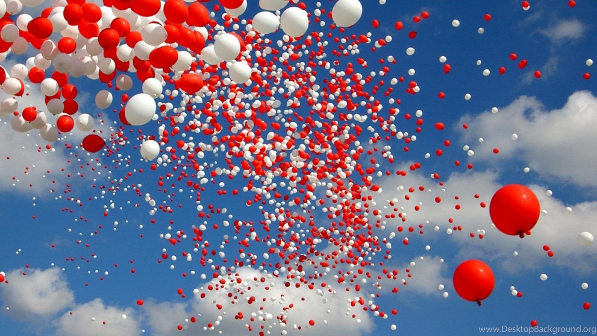 Red White Balloons Skyscapes Wallpaper Desktop Background