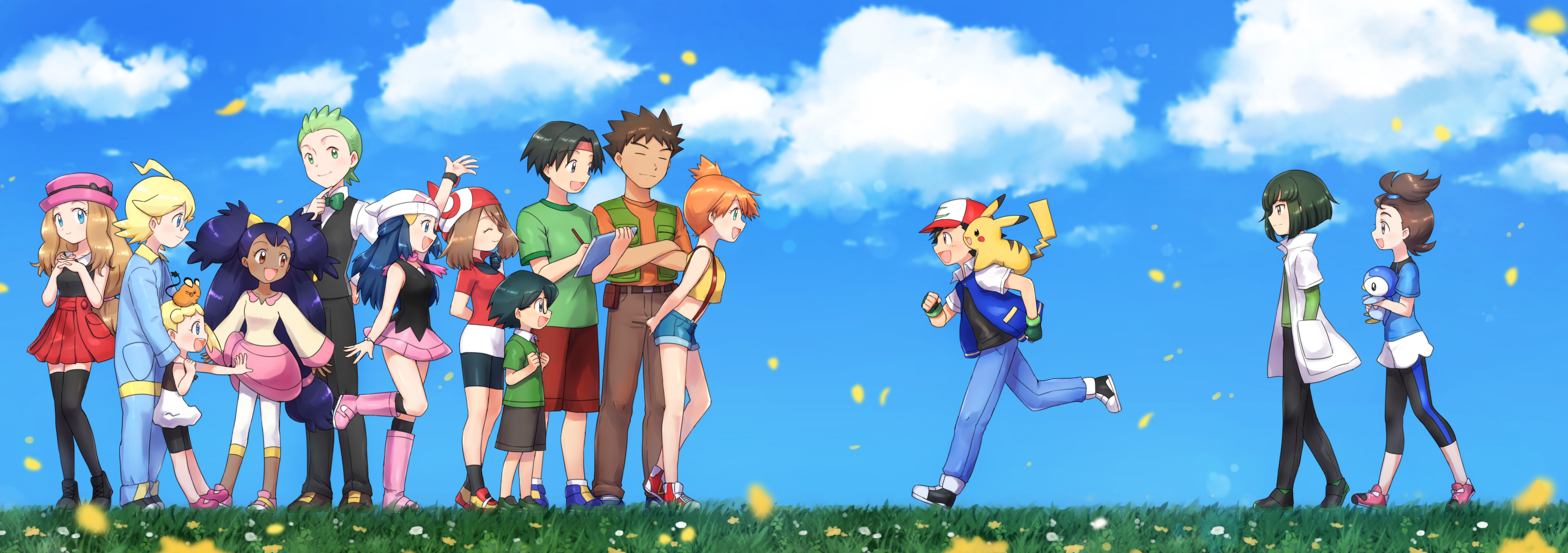 Misty, Dawn, May, Ash Ketchum, Clemont, Iris, Serena and Tracey (Pokémon) HD Wallpaper