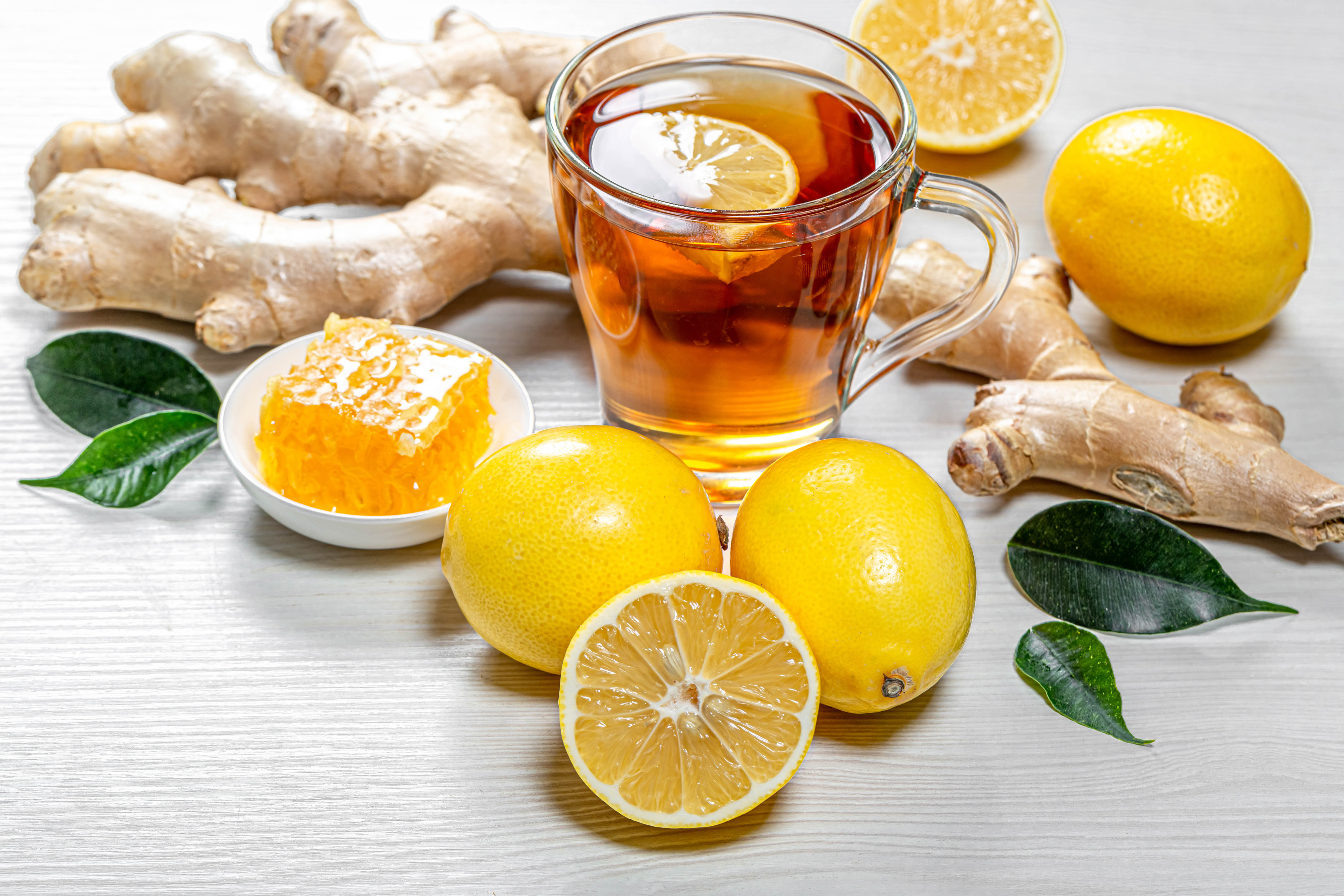 Desktop Wallpaper Ginger Tea Honey Lemons Mug Food 3960x2640