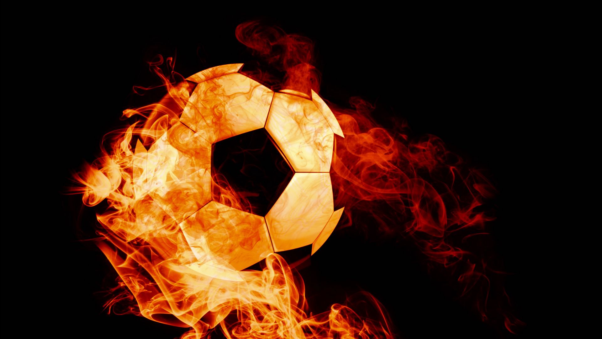Wallpaper Ball, Fire, Football, Dark Background, Flame HD Wallpaper