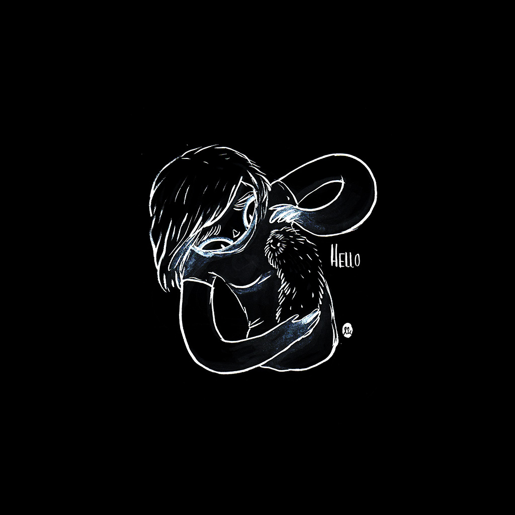 Cute Animal Simple Drawing Art Illustration Dark Wallpaper