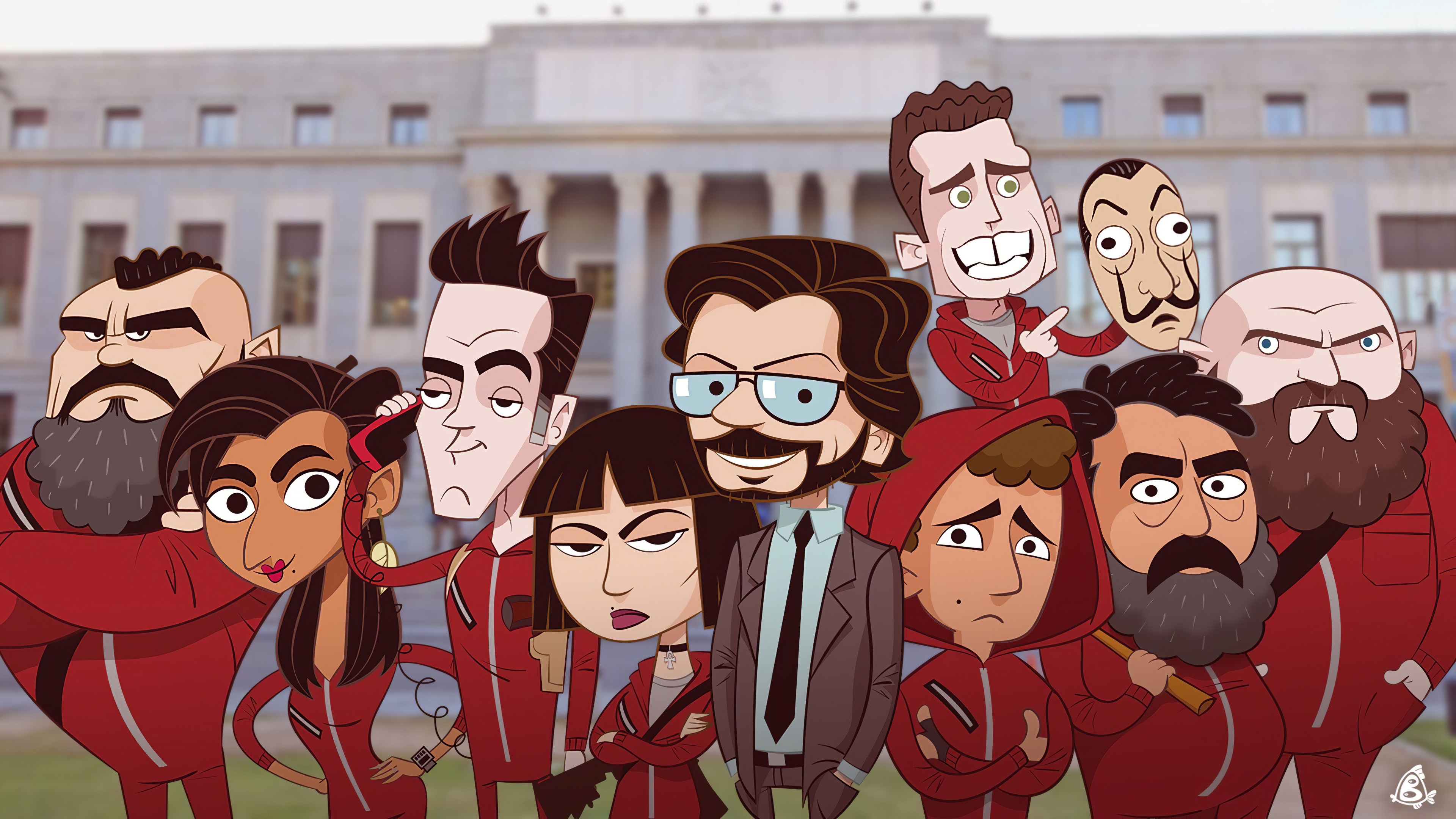 Wallpaper 4k Money Heist Cartoon Wallpaper