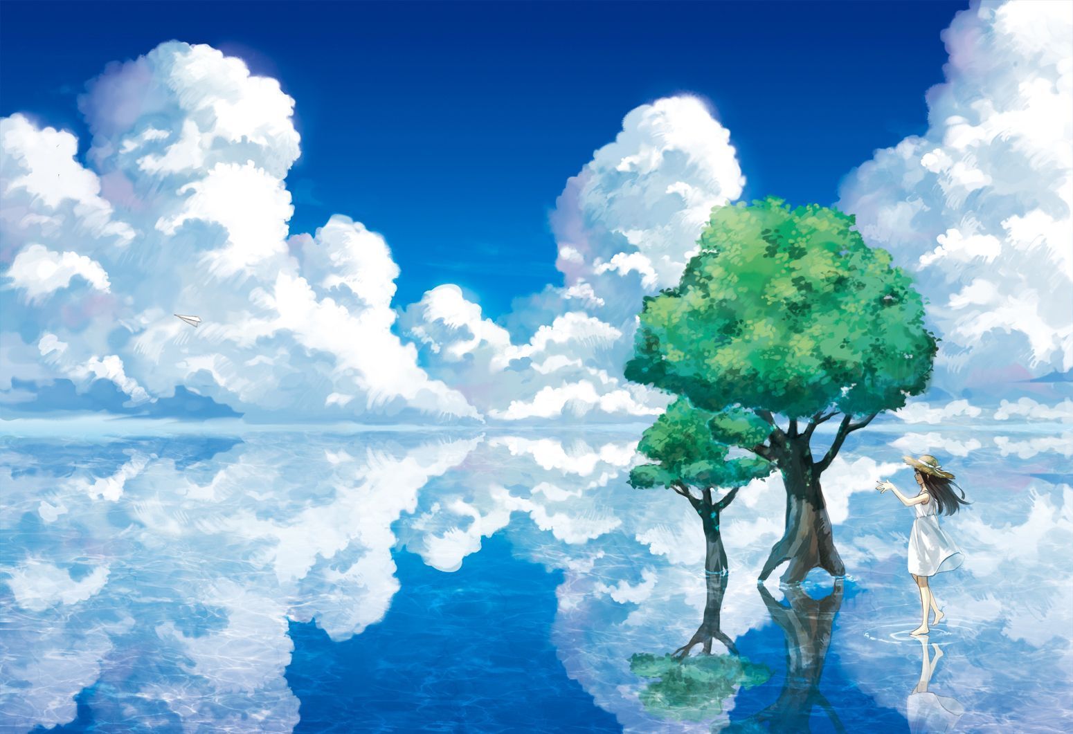 Anime Sky With Girl Free Wallpaper Desktop Wallpaper