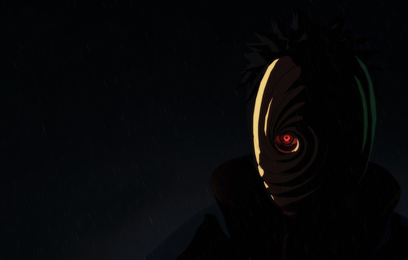 Wallpaper rain, mask, naruto, art, sharingan, Tobi, Upholstered Uchiha, by thethiala image for desktop, section прочее