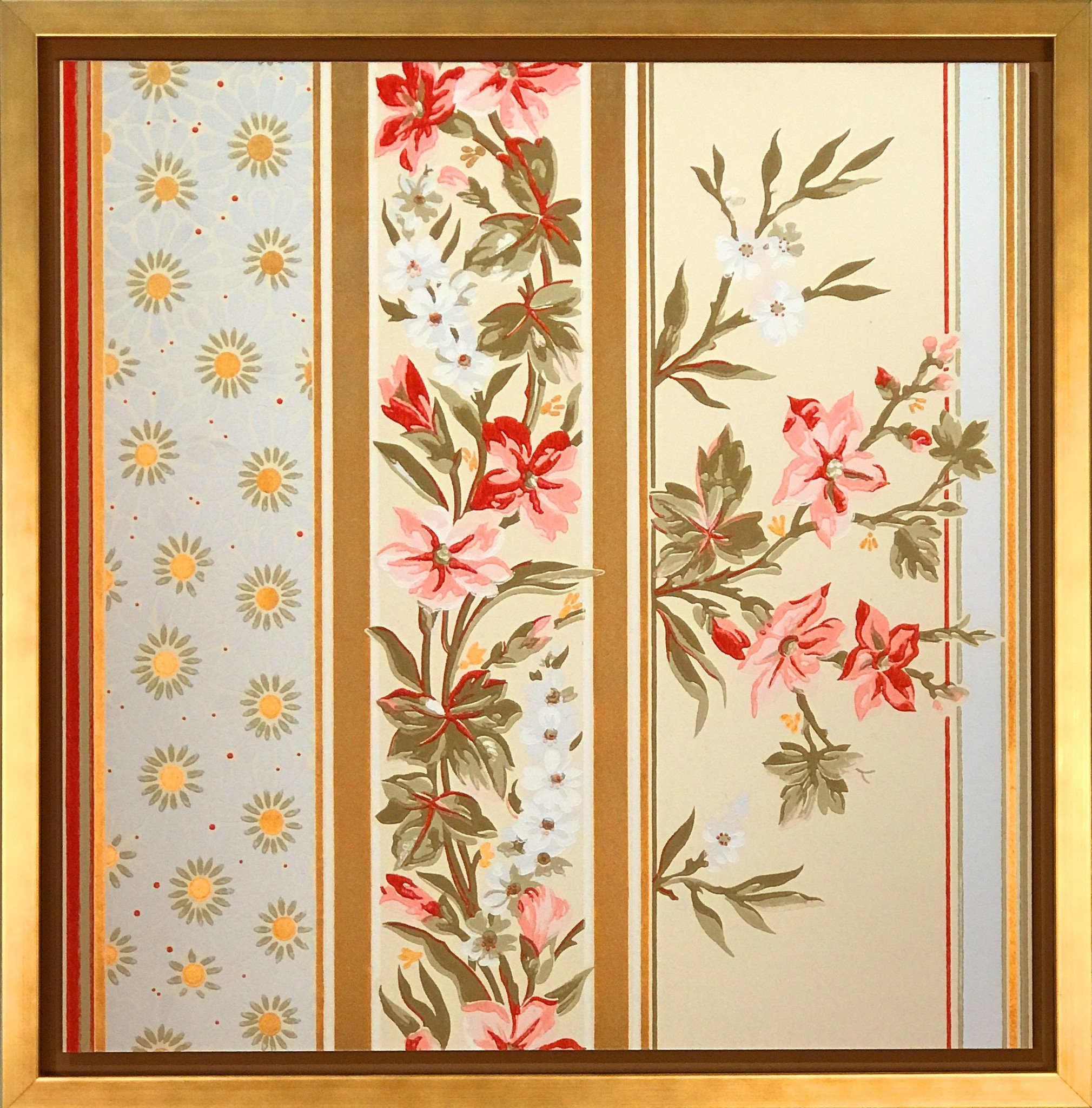 Ceiling Border, Aesthetic, Blue, Fuscia, Gilt Floral Wall Art & Company