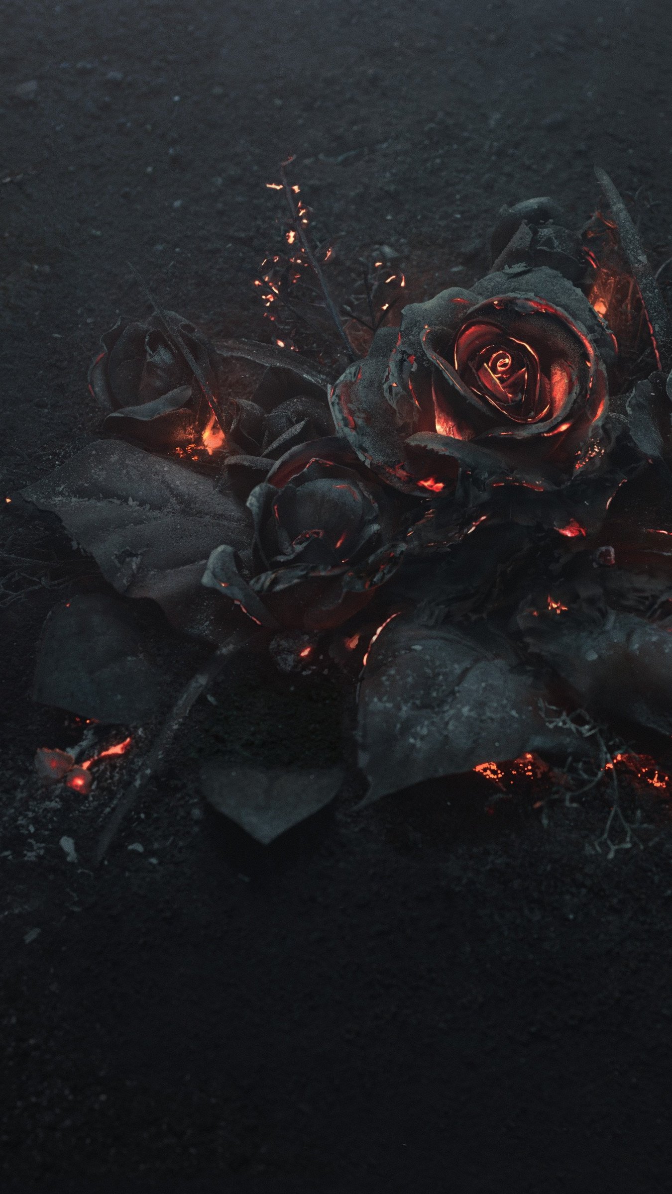 Wallpaper black rose illustration, ash, burning, abstract, dark, flowers • Wallpaper For You HD Wallpaper For Desktop & Mobile