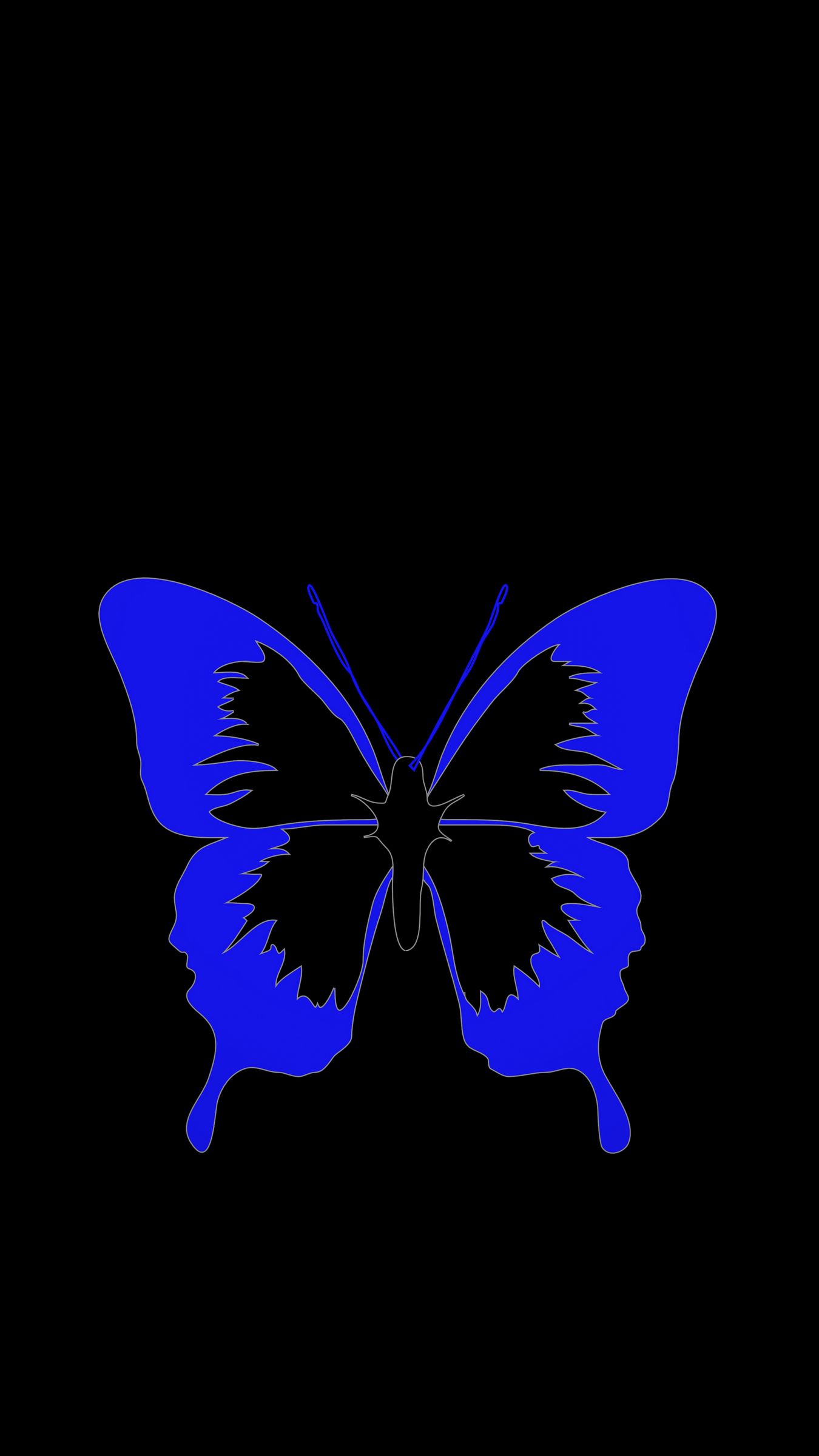 Butterfly, Minimalism, Black, Blue Wallpaper