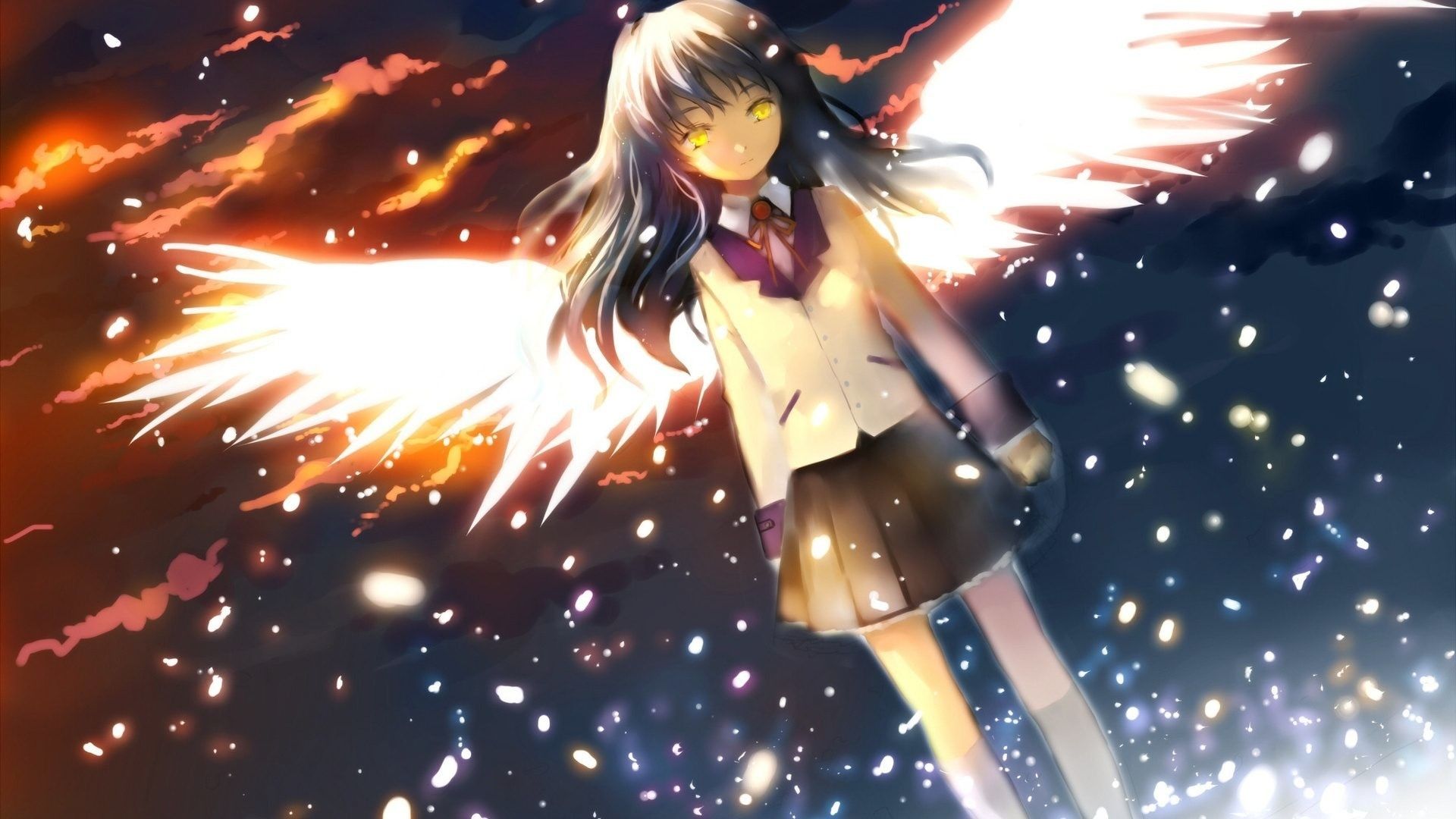 Res: 1920x Download Anime HD Wallpaper Background Image angel beats girl brunette space wings 27665. อะนิเมะ