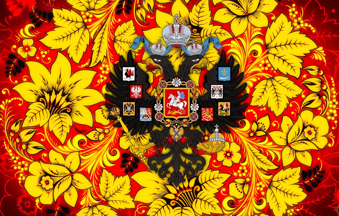 Wallpaper Flowers, Style, Eagle, Background, Russia, Painting, Art, Khokhloma, Double Headed Eagle, Khokhloma Painting, Madeinkipish, Ivan Ivanovich, Russian Painting, The Coat Of Arms Of The Russian Empire Image For Desktop, Section текстуры